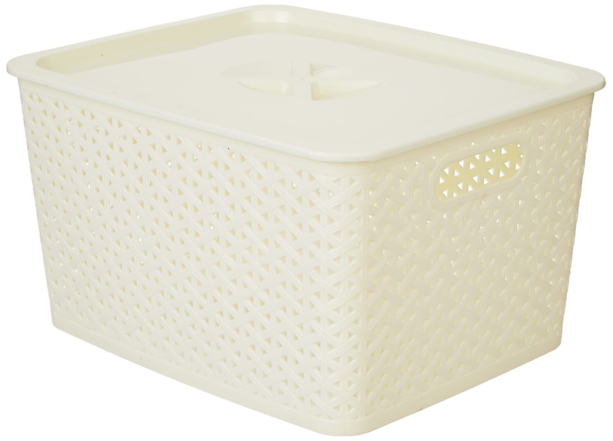 335 Solitaire Plastic Multipurpose Storage Basket with Lid 15ltr|34.5 x 27.5 x 19cm