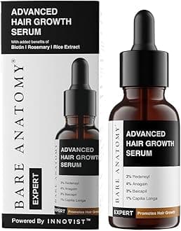 Bare Anatomy Advanced Hair Growth Serum | 3% Redensyl + 4% Anagain + 3% Baicapil + 1% Capilia Longa, Rosemary, Biotin & Rice Extract | Hair growth & Hair fall control serum for Women & Men | 30mL