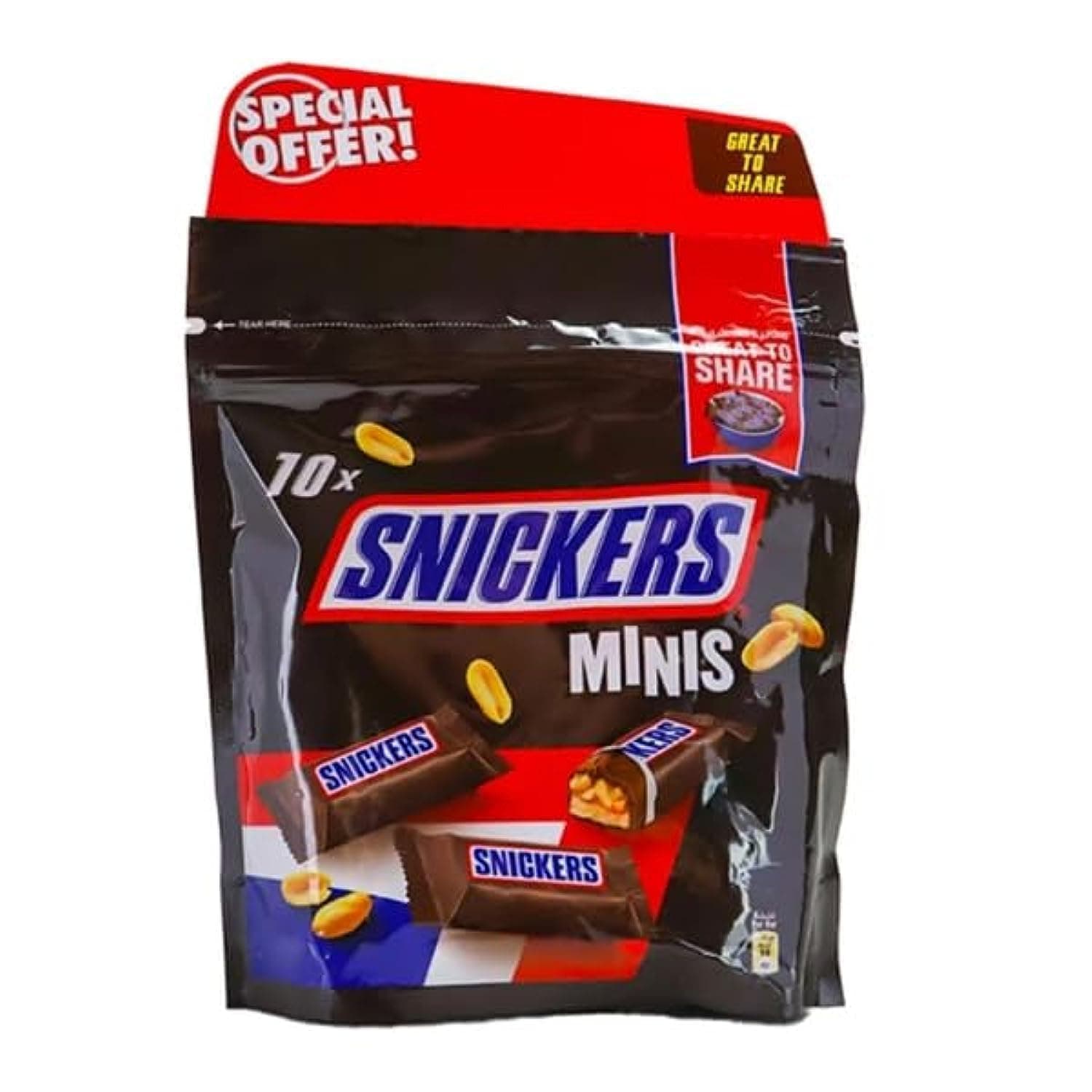 Snickers 10 Minis Chocolate Bar Value Pack, 2 x 180 g