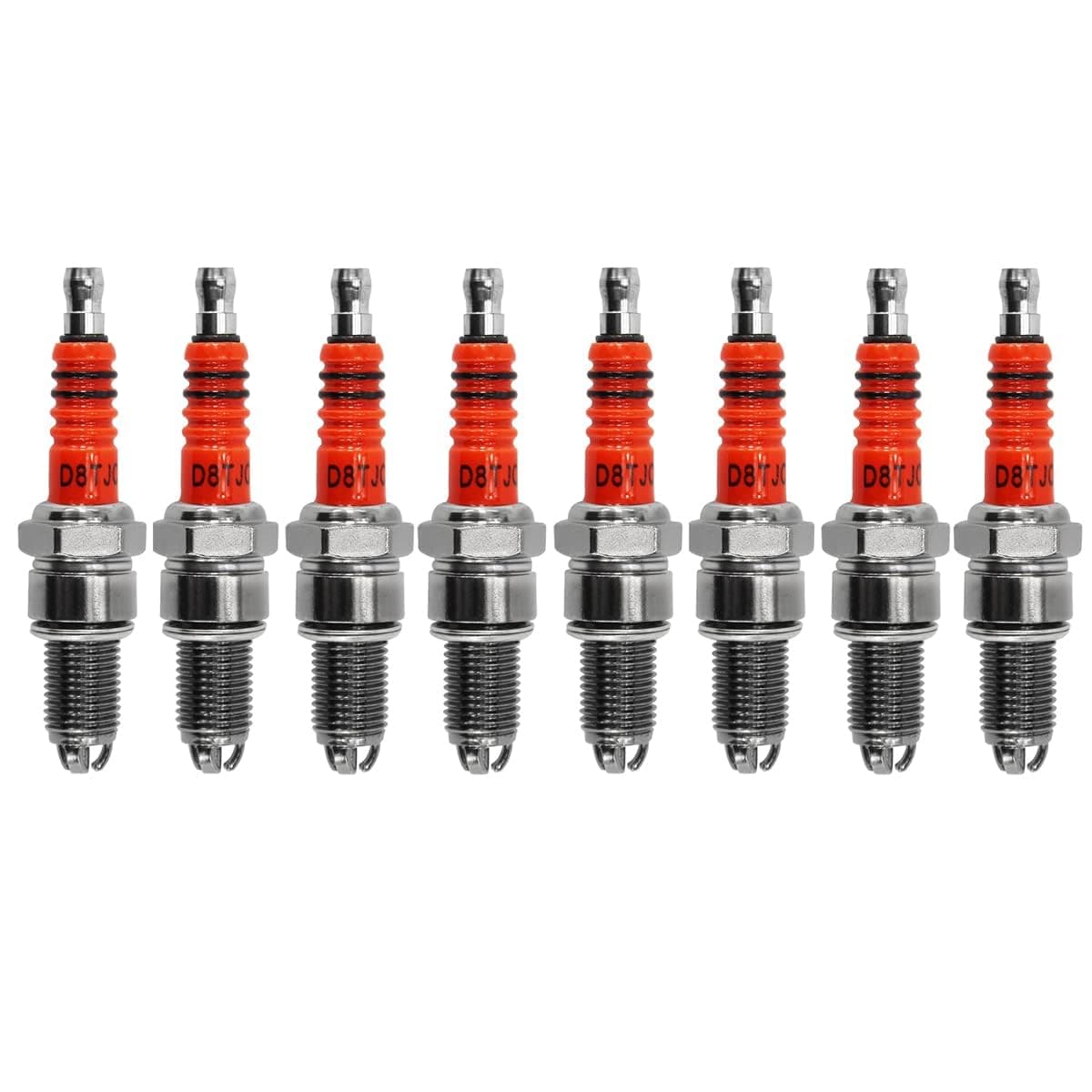 D8TJC D8TC 3 Electrode Spark Plug for CG 125cc 150cc 200cc 250cc CF250 4 Stroke Gasoline Engine Dirt Bike Go Kart Moped Scooter ATV Motorcycle Orange, 2Pcs