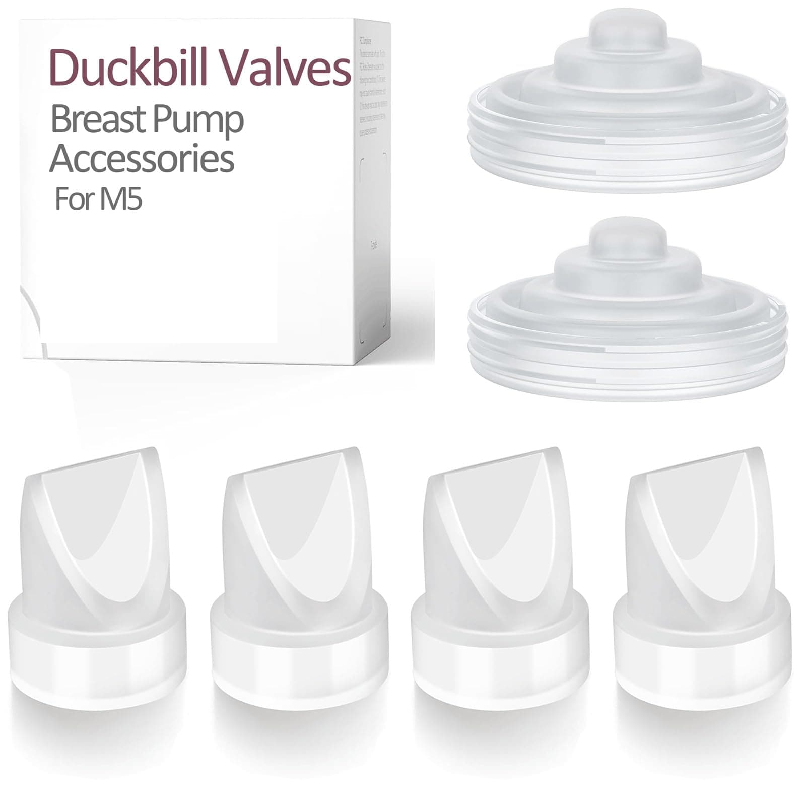 Durceler Replacement 4 Duckbill Valves/Duck Bill Valve & 2 Silicone Membrane/Diaphragm Compatible with Momcozy M5 Wearable Breast Pump, Accessories Made , Not Original Momcozy Parts, BPA Free