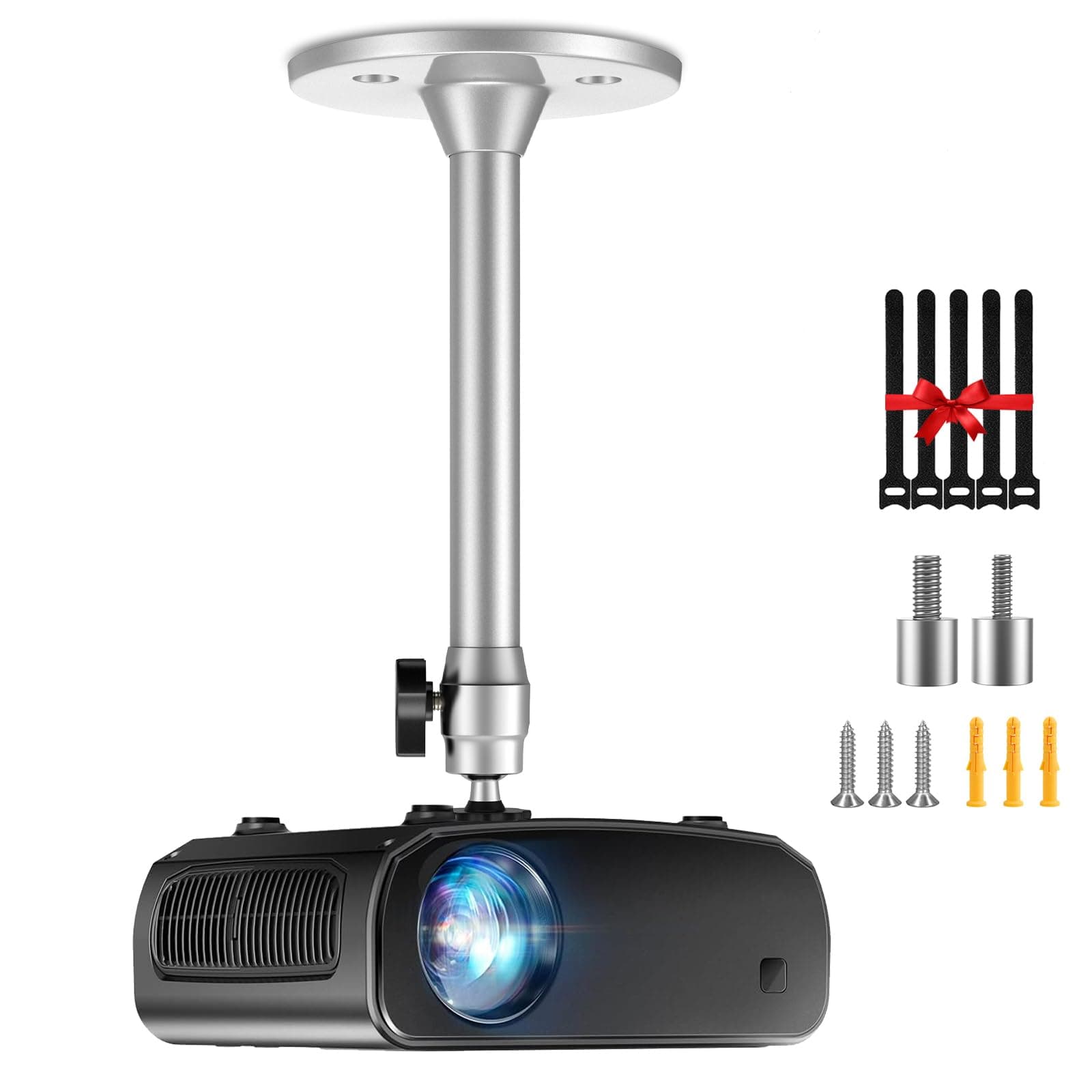 DAWASAPATMini Ceiling Wall Projector Mount Stand Compatible with QKK, DR.J, DBPOWER, Anker, VANKYO, AAXA, Jinhoo, PVO, TMY, AuKing and Most Other Mini Projector - Silver