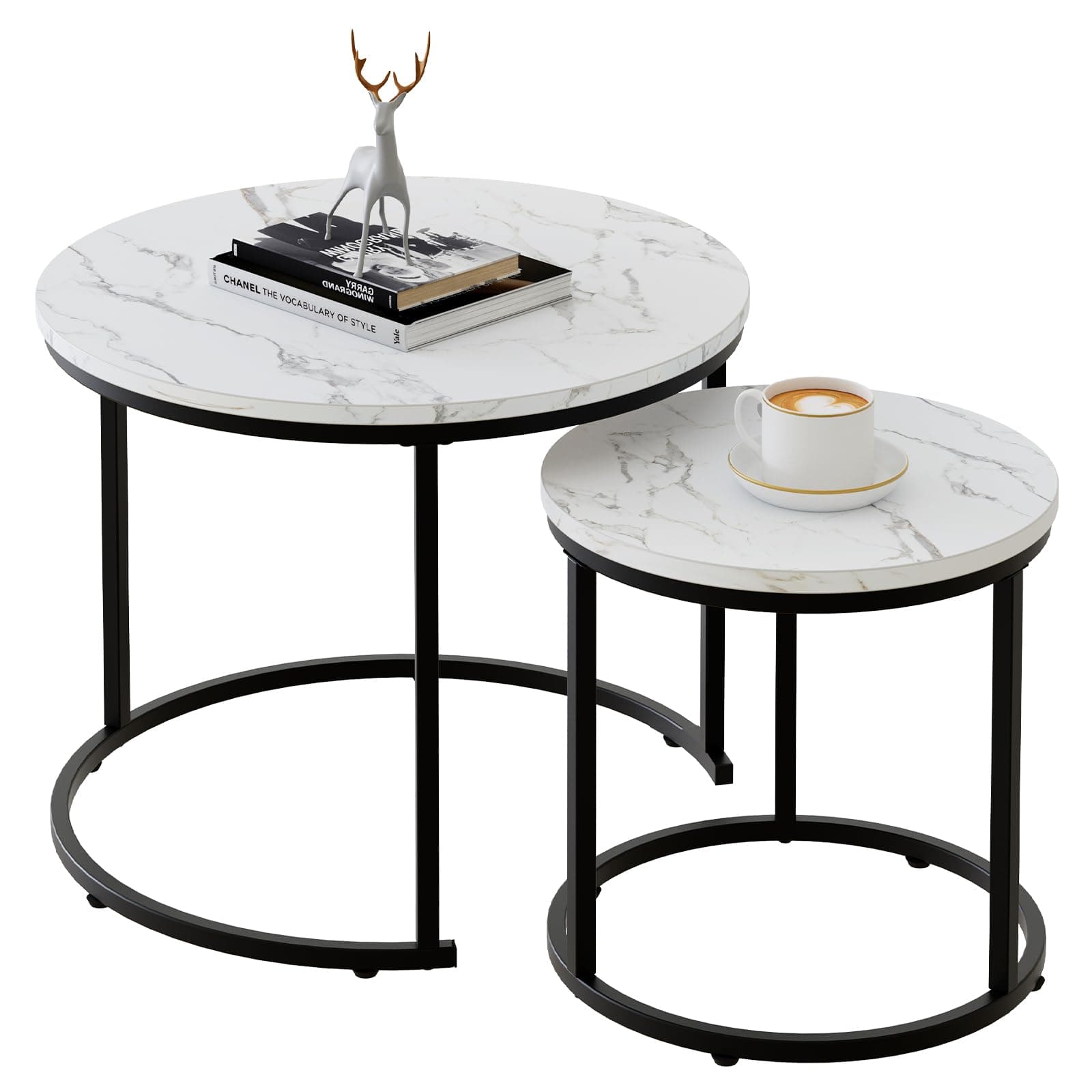 aboxoo White &Black Nesting Coffee Table