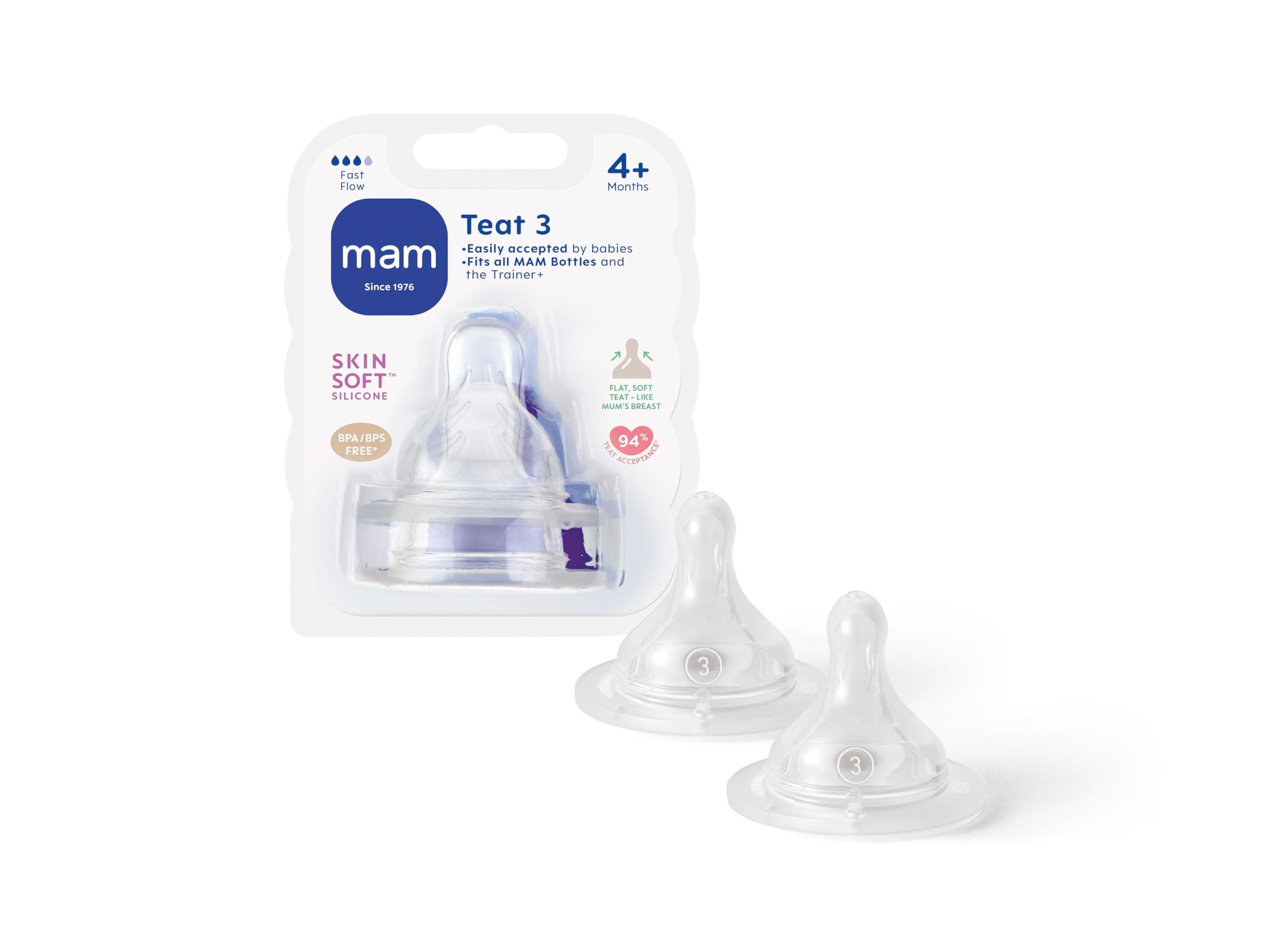Mam Fast Flow Bottle Teats Teats For Use With Mam Bottles (2-pack)