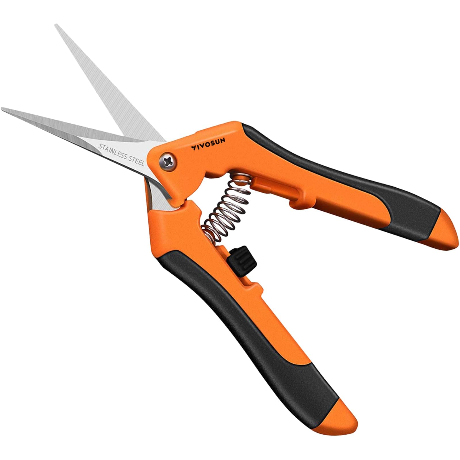 2-Pack 6.5 Inch Gardening Scissors Hand Pruner Pruning Shear with Straight Stainless Steel Blades Orange