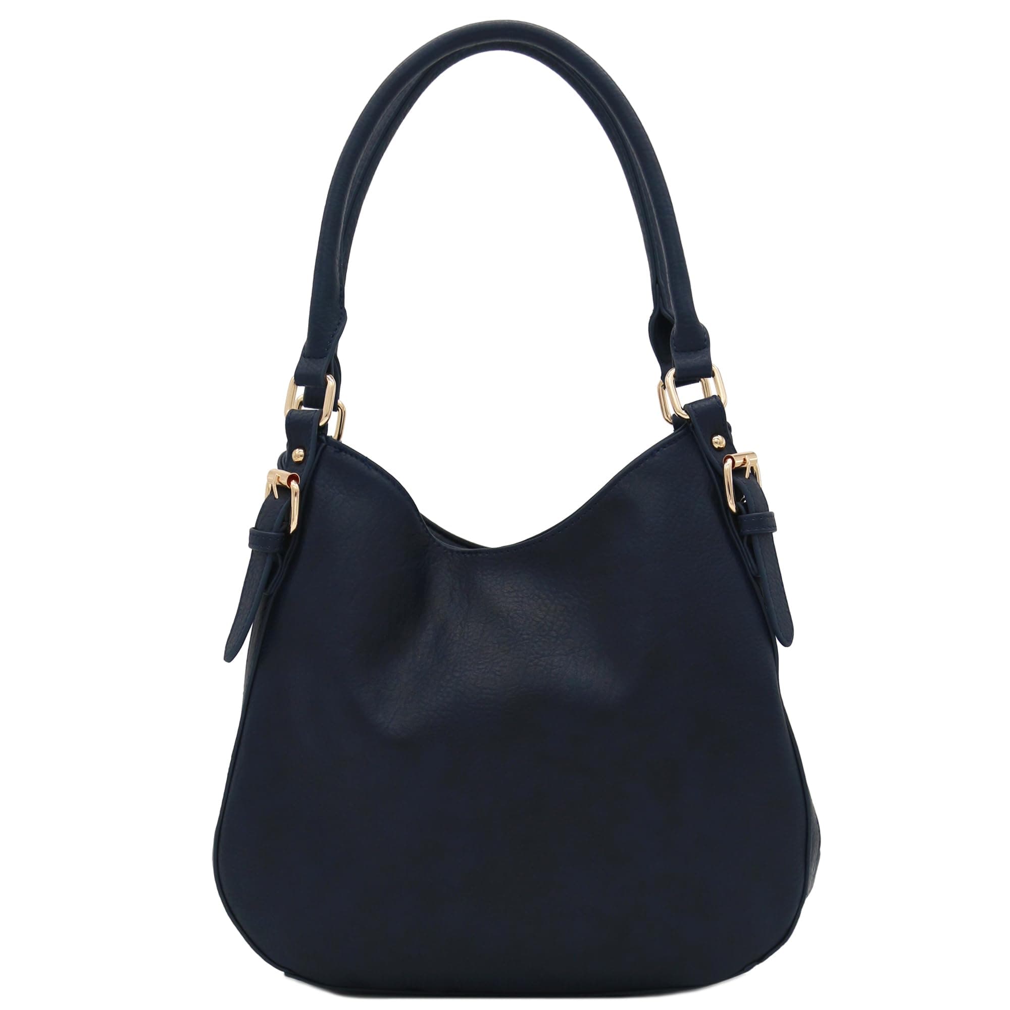 Lightweight 3 Compartment Faux Leather Medium Hobo Bag