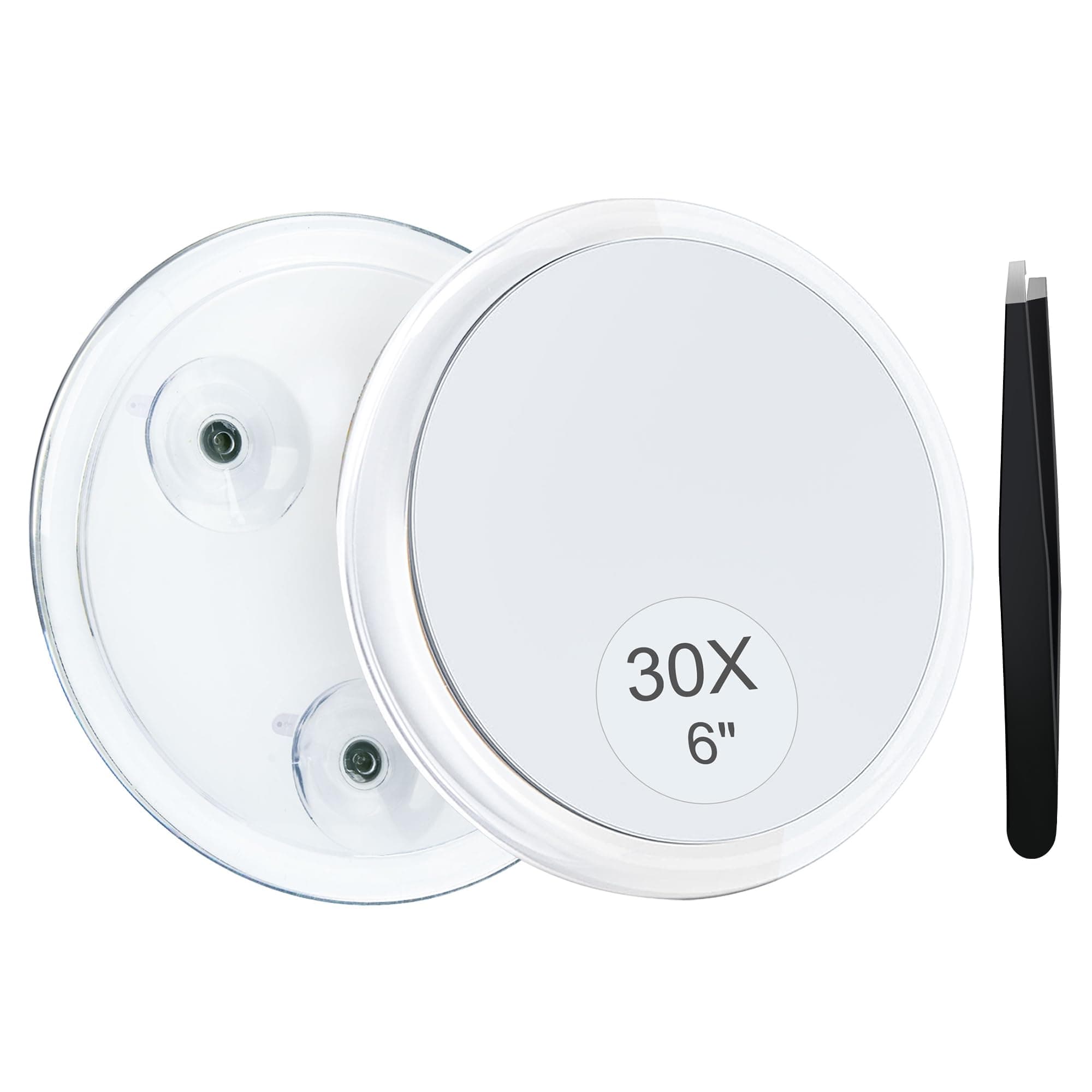 30X Magnifying Mirror Suction Cup for Easy Mounting, Use for Makeup Mirror, Travel Stick on Shower Mirror for Plucking Eyebrows 6 Inch