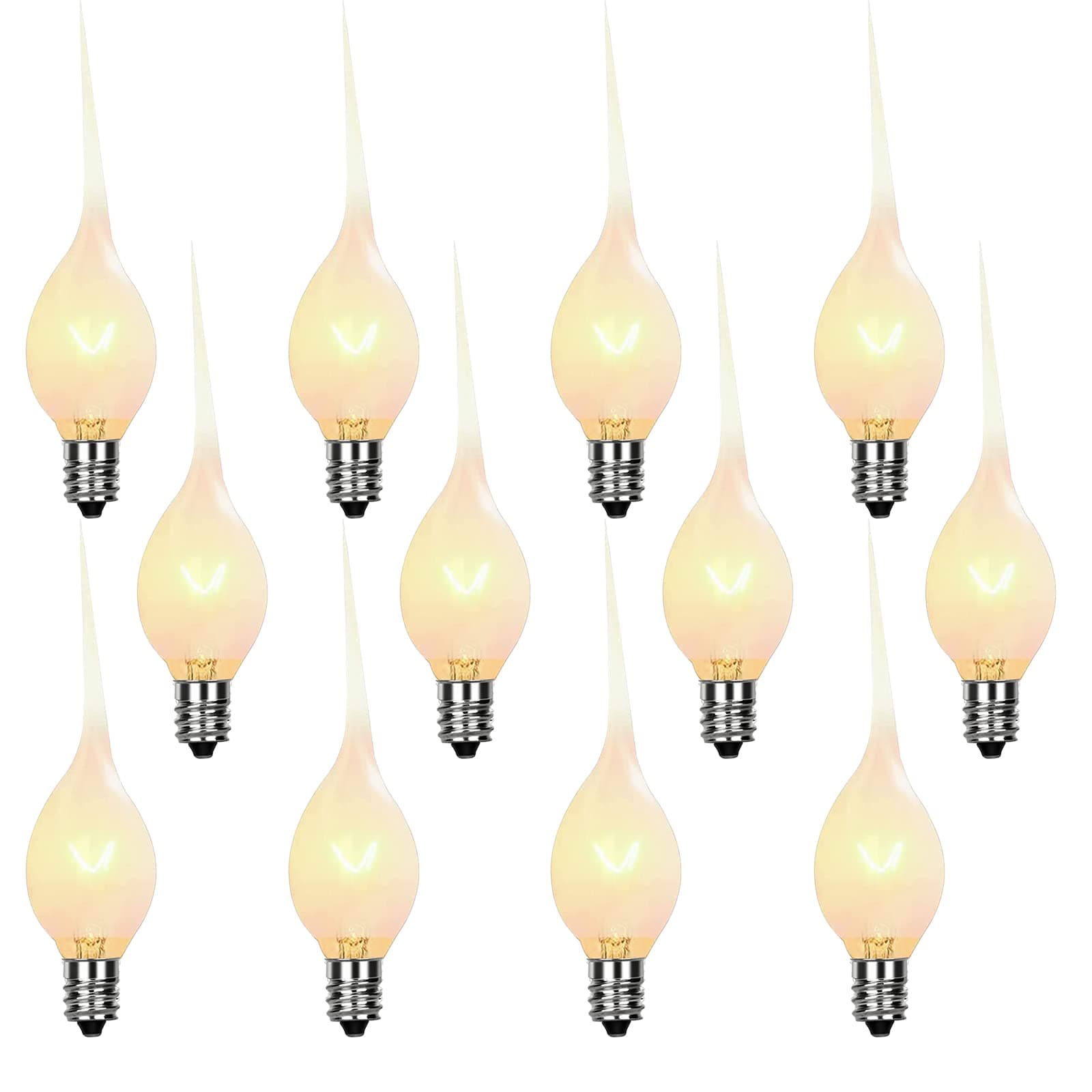 Silicone Dipped Candle Light Bulbs,Clear Silicone Decorative Light Replacement Bulbs 120 Volt 5 Watts,C7/E12 Candelabra Base for Christmas Chandelier Electric Window Candle,12 Pack