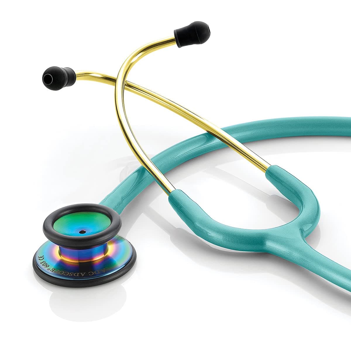 ADC Adscope 603 Clinician Stethoscope with Tunable AFD Technology, 31 inch Length, Iridescent Metallic Caribbean