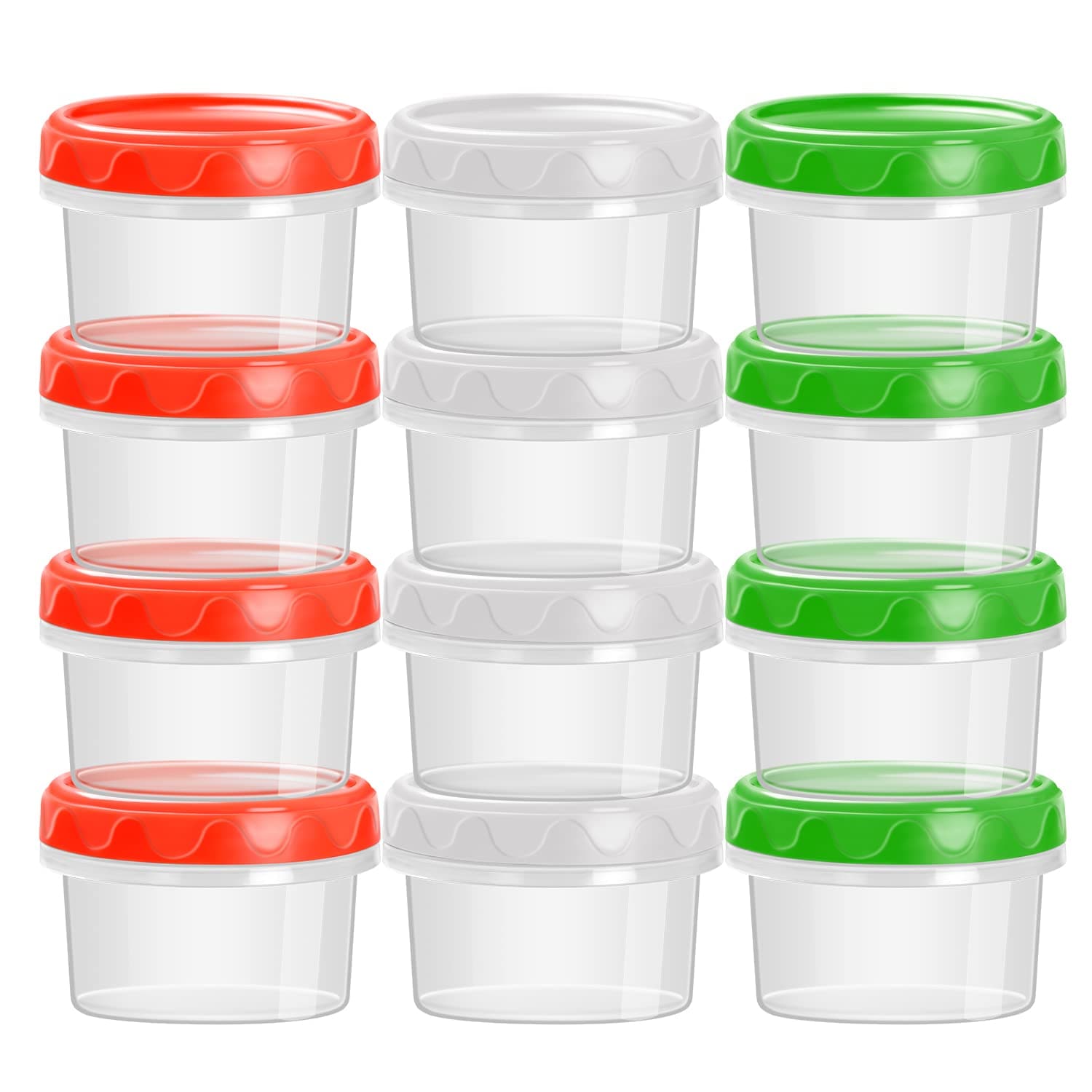 EONJOE 2 oz Plastic Containers with Lids Small Salad Dressing Container To Go Condiment Sauce Dipping Cups Jar Airtight,12-pack