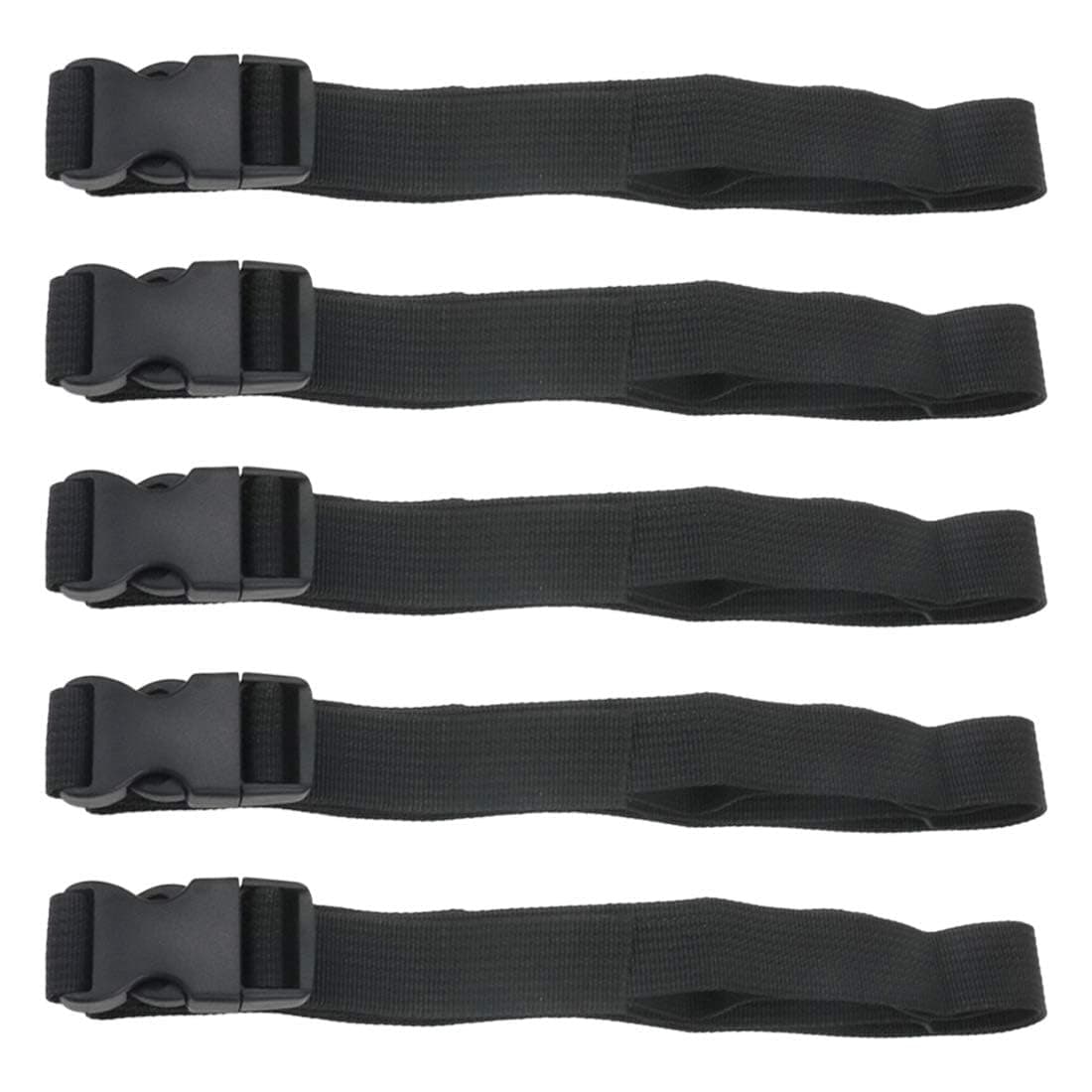 S SYDIEN 5Pcs Black Nylon Strap 1" x 47" (3.9ft) Buckle Straps with Quick Release Adjustable Straps with Buckles, Tie Down Strap for Backpacking, Outdoor Activities