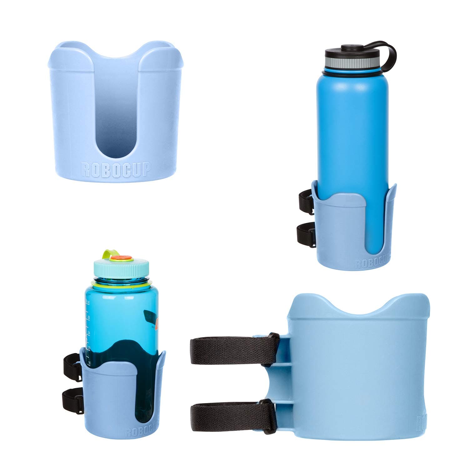 ROBOCUP Plus, (Light Blue), Add-On Accessory XL Extension Cup Holder, Larger Drink Capacity, Perfect for Boats, Golf Carts, Walkers, Wheelchairs and Work. Made in USA (Includes 1)