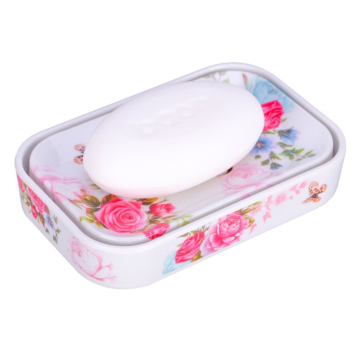 BQTime Soap Dish with Drain for Bathroom Sink, Keep Dry, Melamine, Breakage-Proof, Kitchen Deck Bathtub Shower Soap Case Holder, Soap Dish Holder for Sponges, Scrubber