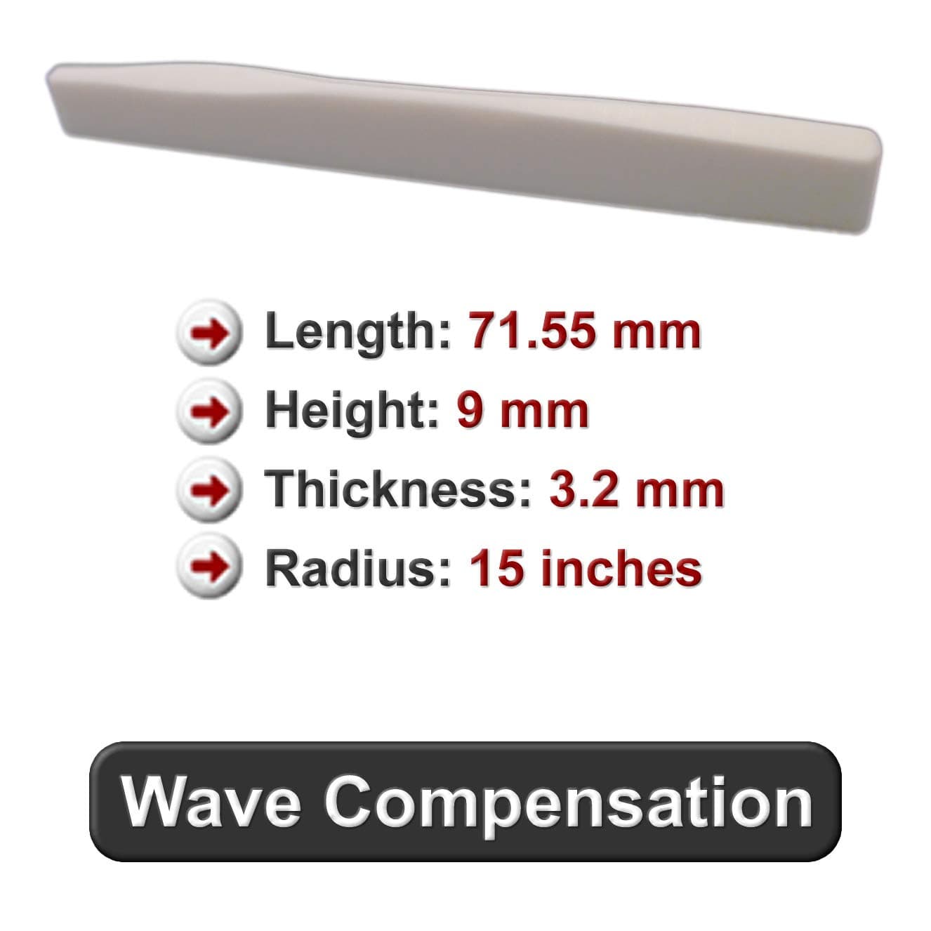 Bone Saddle - Fits Many Taylor Guitars - Wave Style Compensation