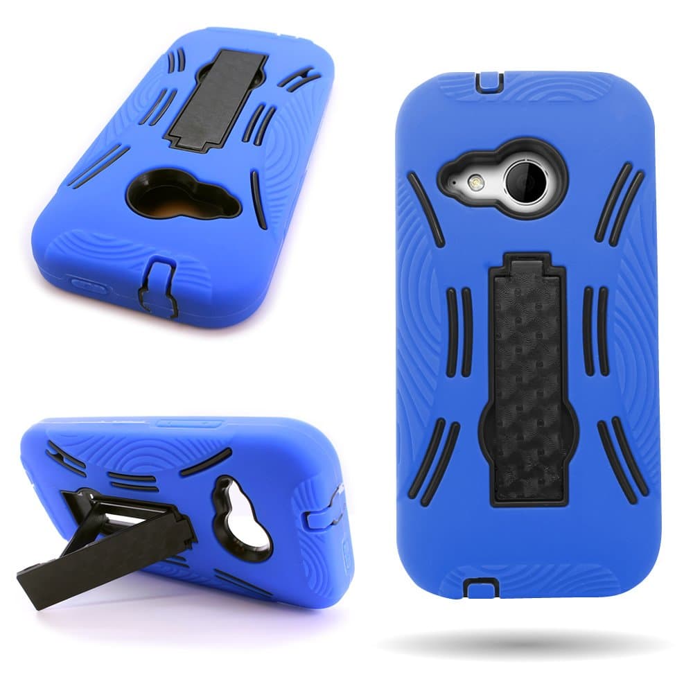 for HTC One Remix/One Mini 2 Case, by CoverON® Premium Double Protection 2 in 1 Hard + Silicon Hybrid with Stand - Black Blue