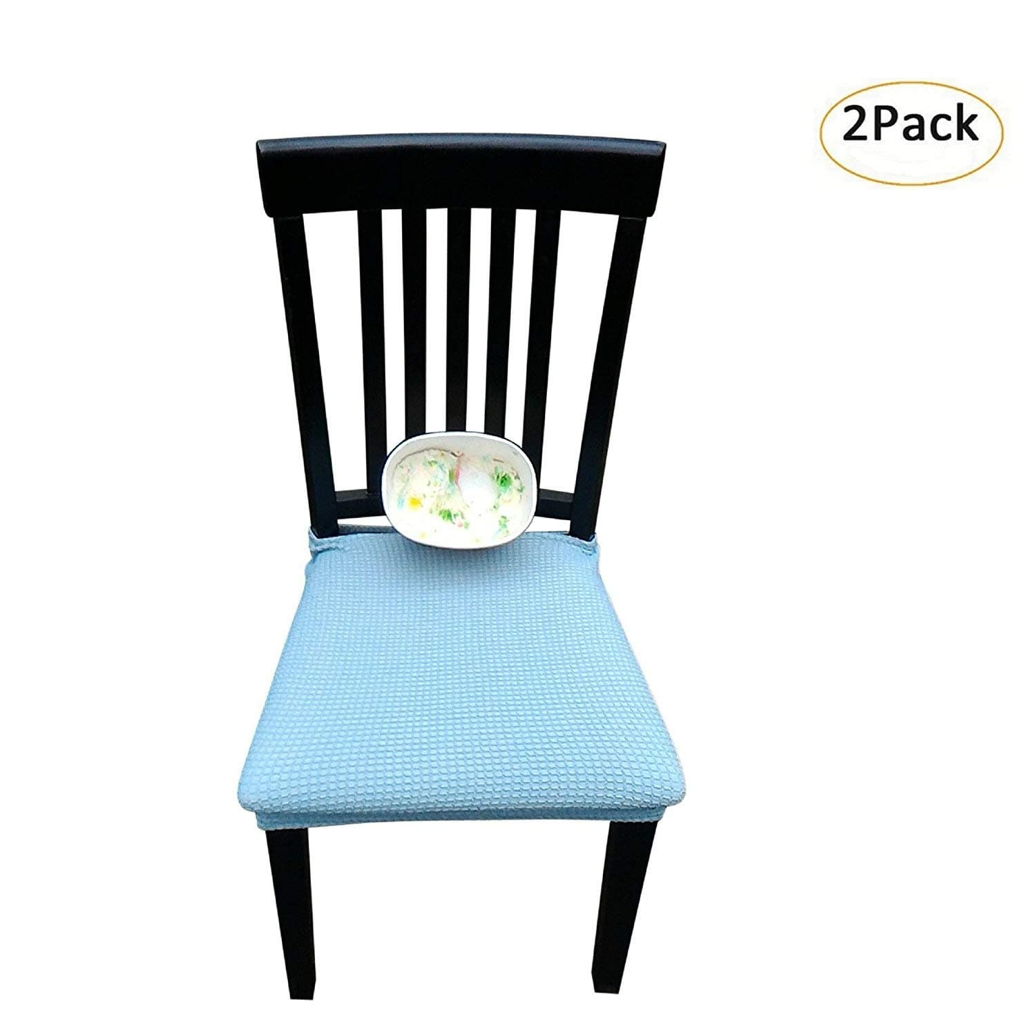 Waterproof Dining Chair Cover Protector - Pack 2 - Perfect For Pets, Kids, Elderly, Restaurants, Party - Machine Washable, Elastic, Removable, Many Color Choices, Clean the Mess Easily (Dull Sky Blue)