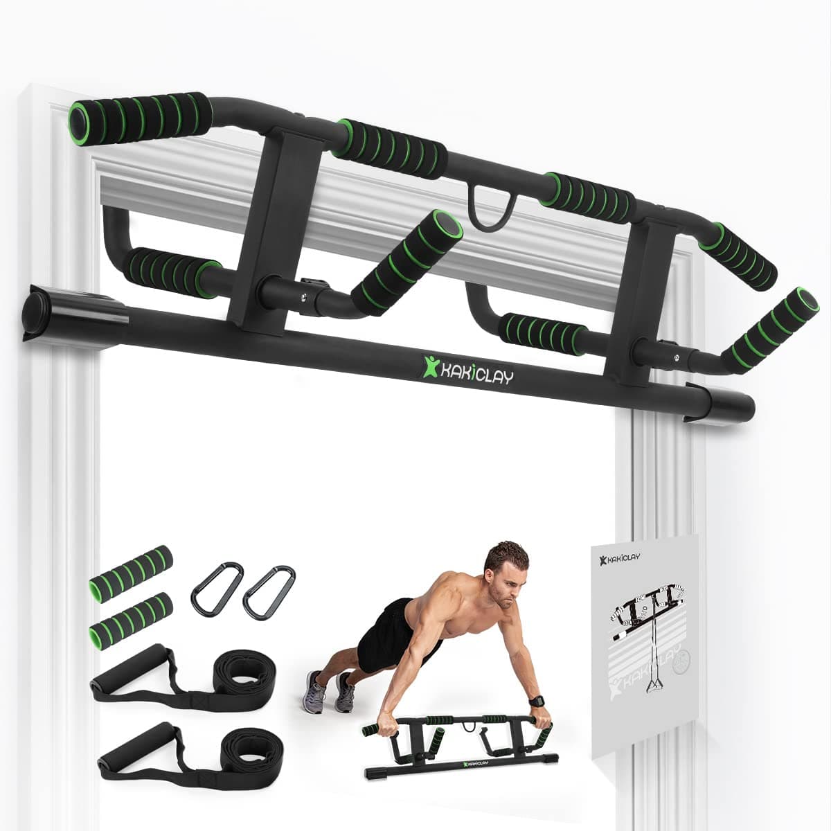 2026 Upgrade Multi-Grip Pull Up Bar with Smart Larger Hooks Technology - USA Original Patent, Designed, Shipped, Warranty