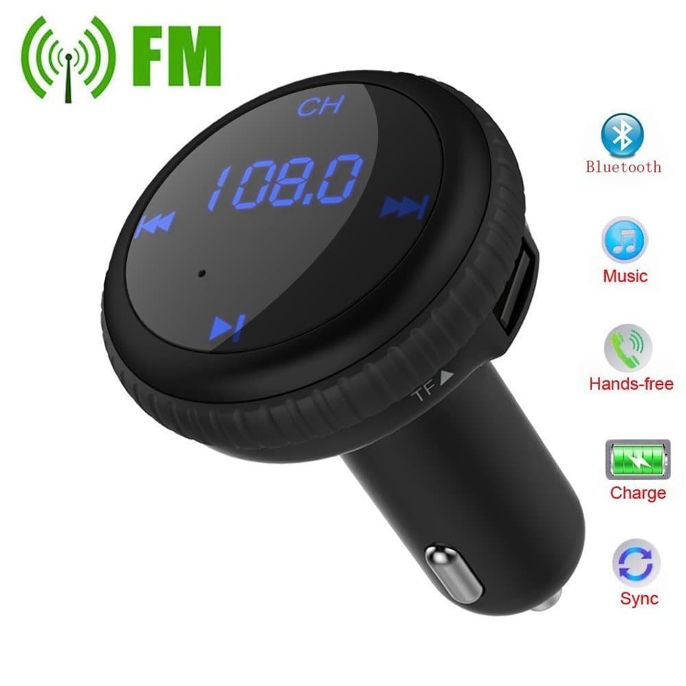 SIMCAST Car Bluetooth FM Transmitter Dual USB Wireless Car Charger Hands-free Calls Car Kit Support TF Card and USB Flash Disk Play In Car MP3 Audio Player with LED Display for iPhone Samsung Android Smartphone Almost All Bluetooth Device (Black)
