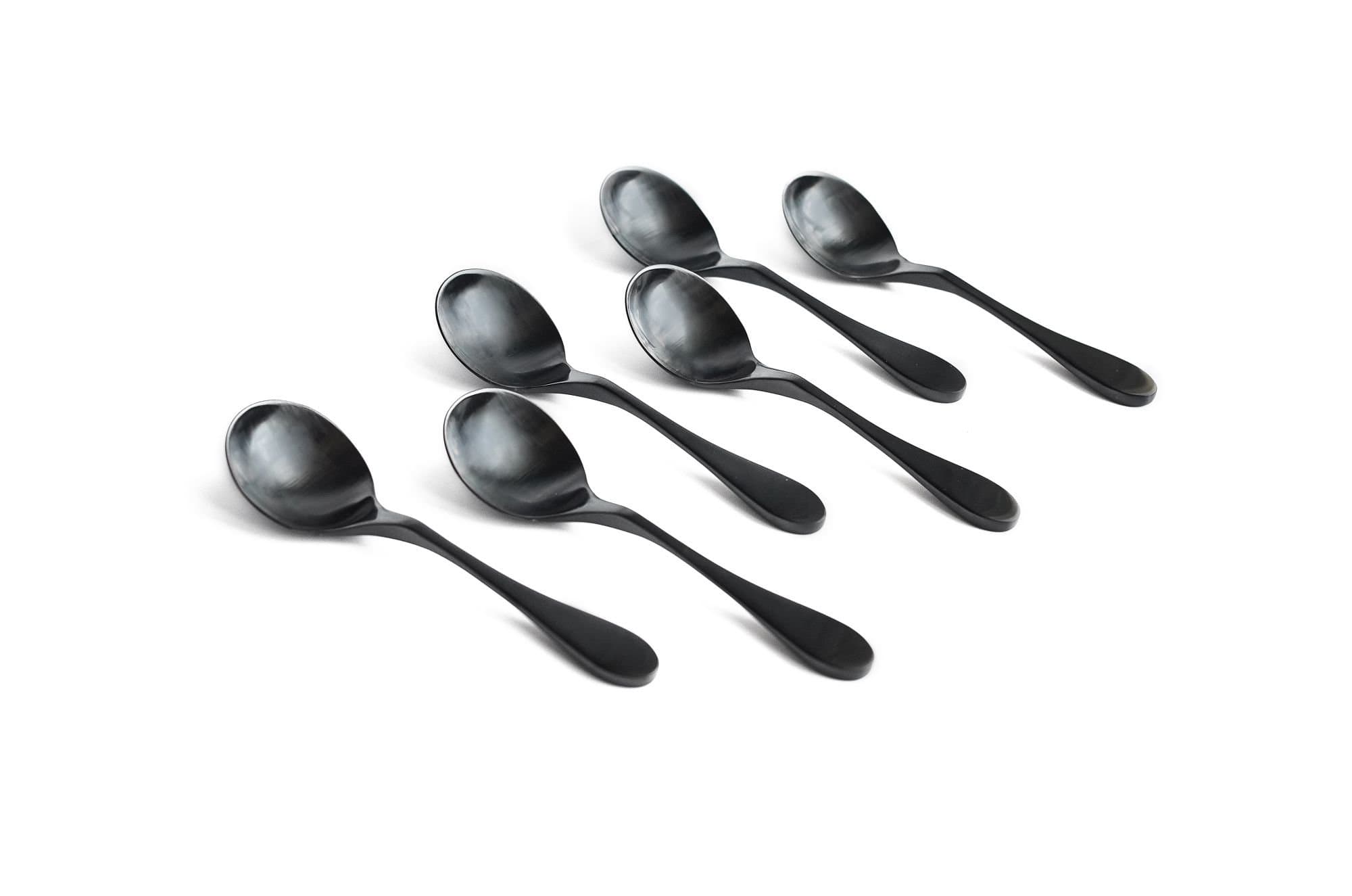 KNORK 6-Piece Bouillon Spoon, Titanium Coated Set (Matte Black)