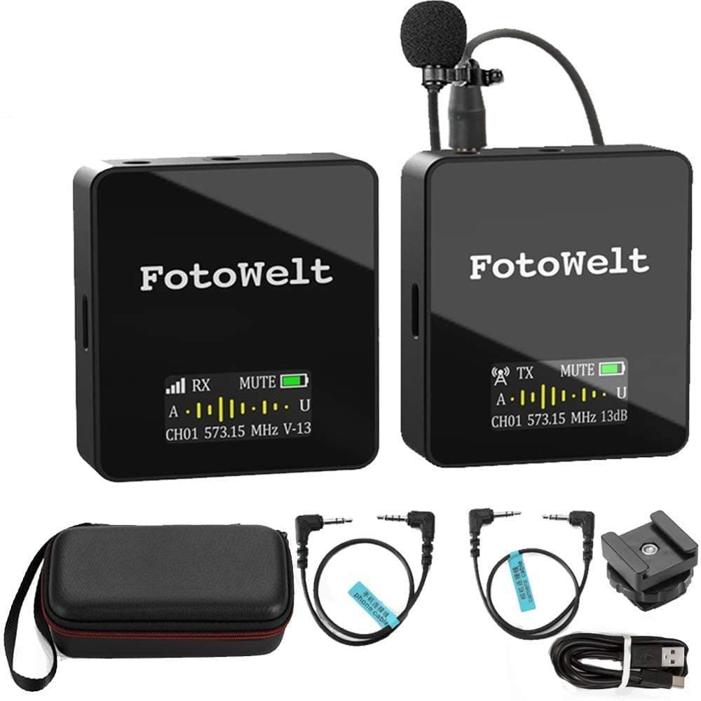 AIR 36 Channels Wireless Lavalier Microphone System Built in Battery Wireless Mics Compatible for Canon Nikon Sony Panasonic D/SLR Camera,XLR Camcorder & Smartphone (70m-229foot)