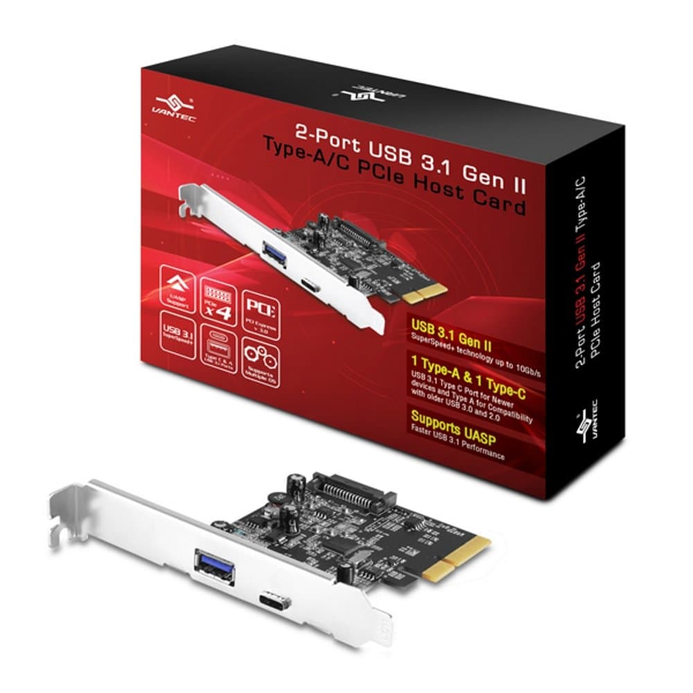 VantecUGT-PC371AC Internal USB 3.1 - interface cards/adapters (PCIe, USB 3.1, ASMedia ASM1142, Windows 10 Education, Windows 10 Education x64, Windows 10 Enterprise, Windows 10 Enterprise x64, Wi, Windows Server 2012 R2, Windows Server 2012 R2 x64, Black)
