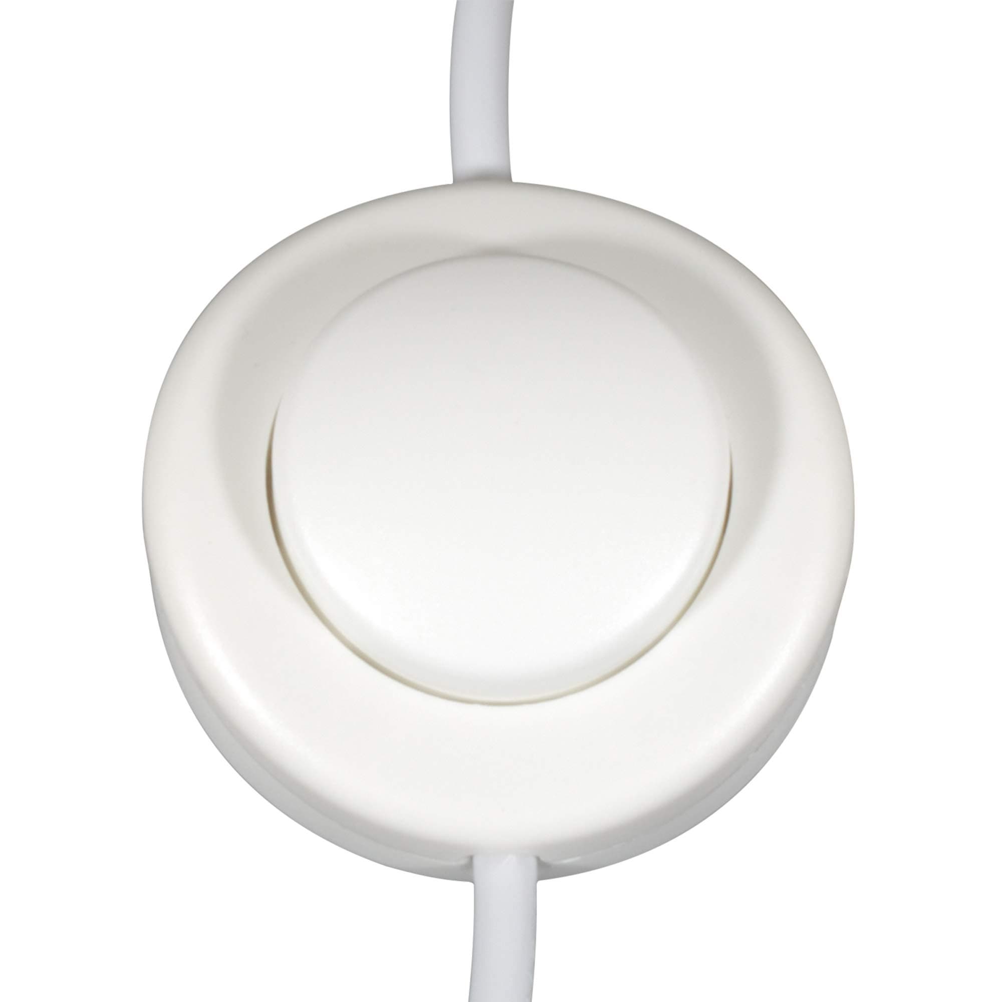 – ElekTek White Lamp Light Push Button In Line Switch, 65mm Diameter, Foot or Hand Operated Press Switch, for 2 or 3 Core Flex