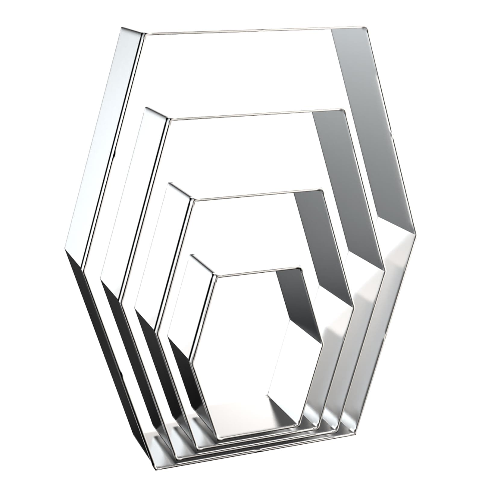 Long Hexagon Cookie Cutters Shapes Set with Assorted Sizes - 5 inch, 4 inch, 3 inch, 2 inch - Geometric Frame Plaque Cookie Cutters Shapes Molds - Stainless Steel