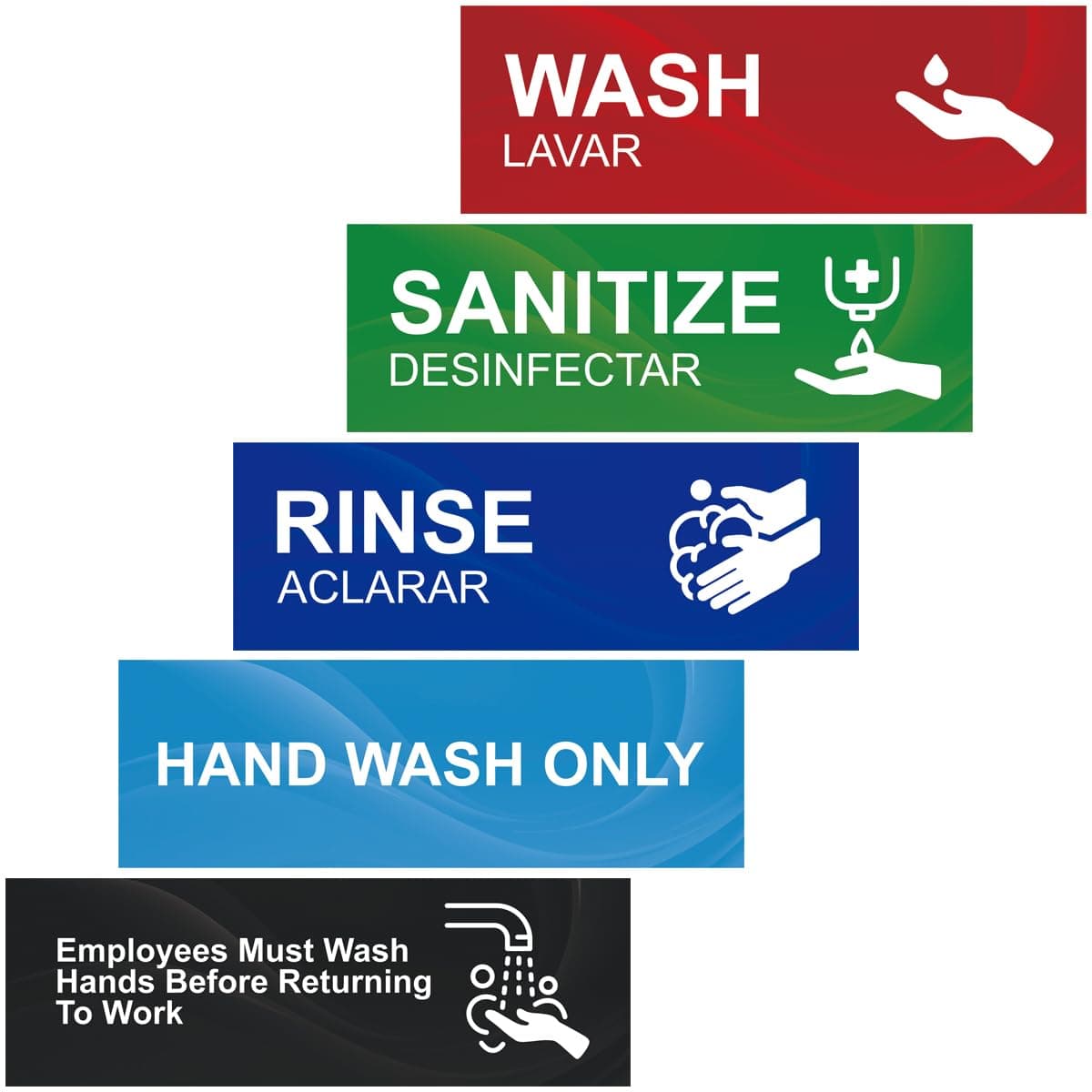 Magicfour Wash Rinse Sanitize Sink Labels, 4 Pack 3 Compartment Sink Waterproof Sticker Signs for Wash Station, Commercial Kitchens, Restaurant, Food Trucks, Busing Stations, Dishwashing