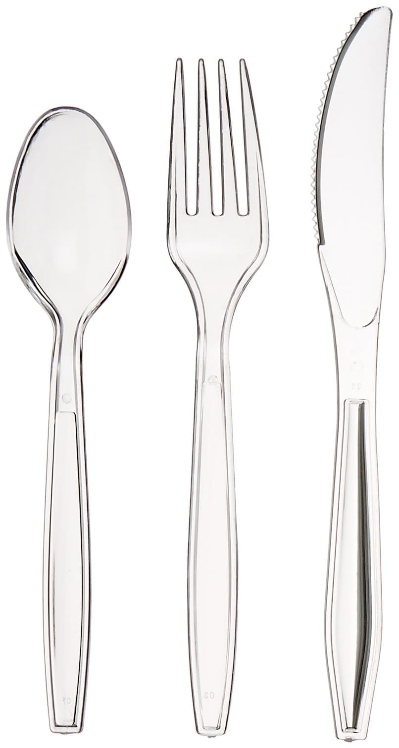 Amazon Basics Disposable Single-Use Plastic Utensil Cutlery - Clear, 1800 Count