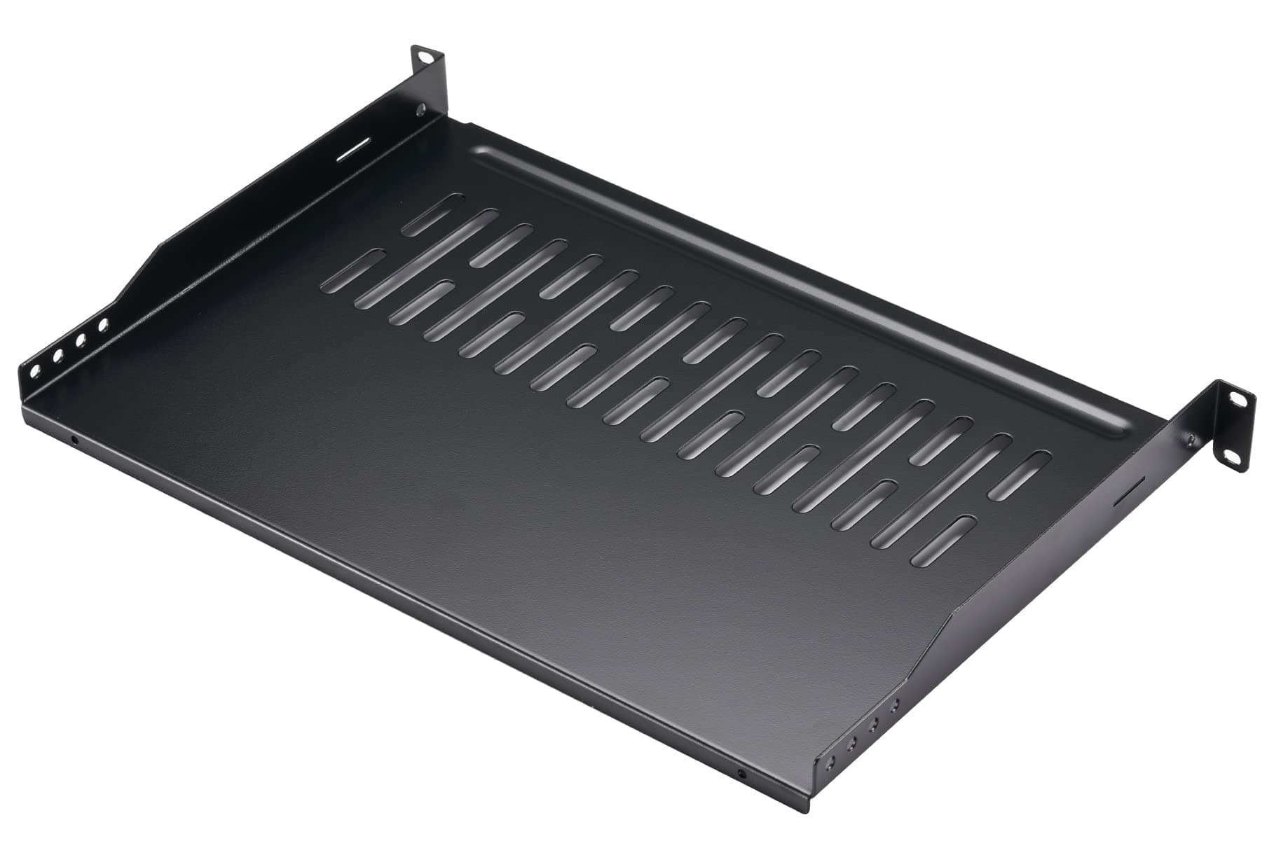Rack Shelf 1U Vented Server Rack Mount Cantilever Tray, 50 lbs, 12 inches Deep, Black
