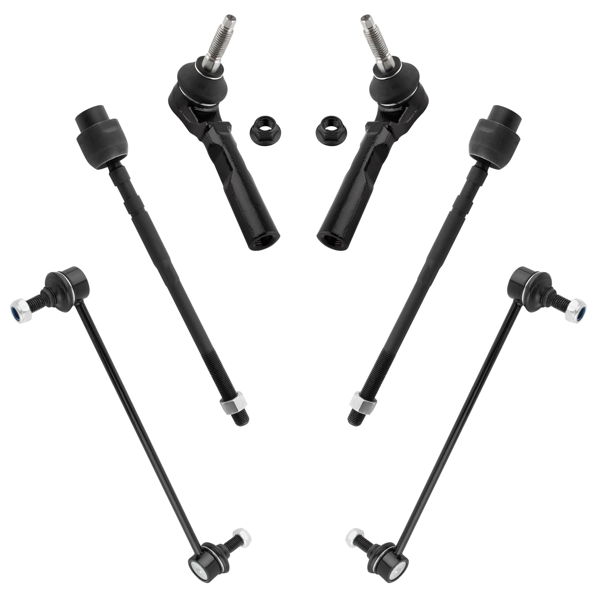 BOXI (Set of 6) Front Inner & Outer Tie Rod Ends + Sway Bar Links for Chevrolet Malibu 2004-2012 / for Pontiac G6 2005 2006 2007 2008 2009 2010 / for Saturn Aura 2007 2008 2009 | ES3374 EV116 K80252