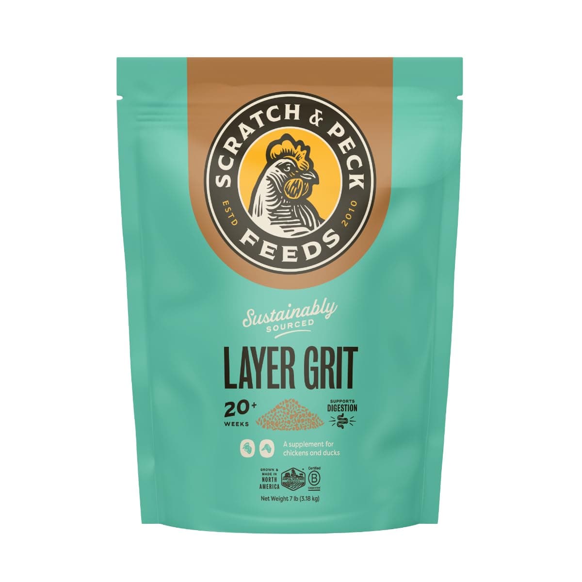 Scratch and Peck Layer Grit Supplement for Chickens and Ducks - 7 lbs Bag - Essential Supplement for Gizzard and Digestive Health - Sustainably Sourced