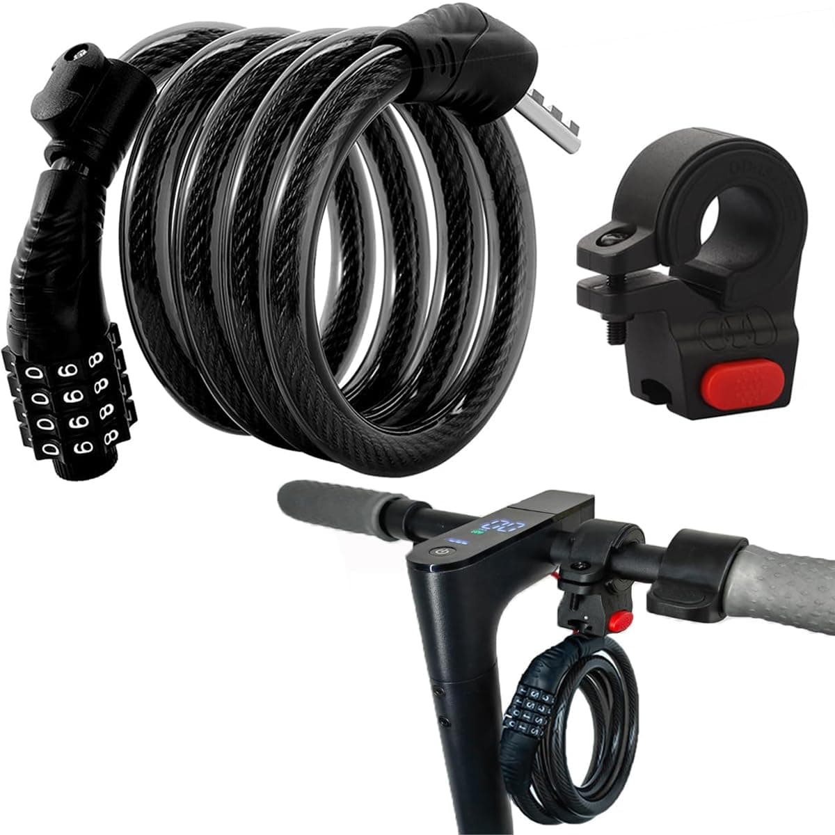 E Scooter Lock, Bike Combination Cable Locks Compatible with Xiaomi M365/Max/GXL/Ninebot/Segway/Motor/Bicycle Lock 4 ft Long/0.472In Scooter Anti-Theft Ideal 4 Digit/12 Steel Cable