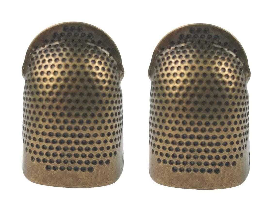 - Pack of 2 Adjustable Brass Finger Protector Thimble for Sewing Embroidery Needlework (Medium)