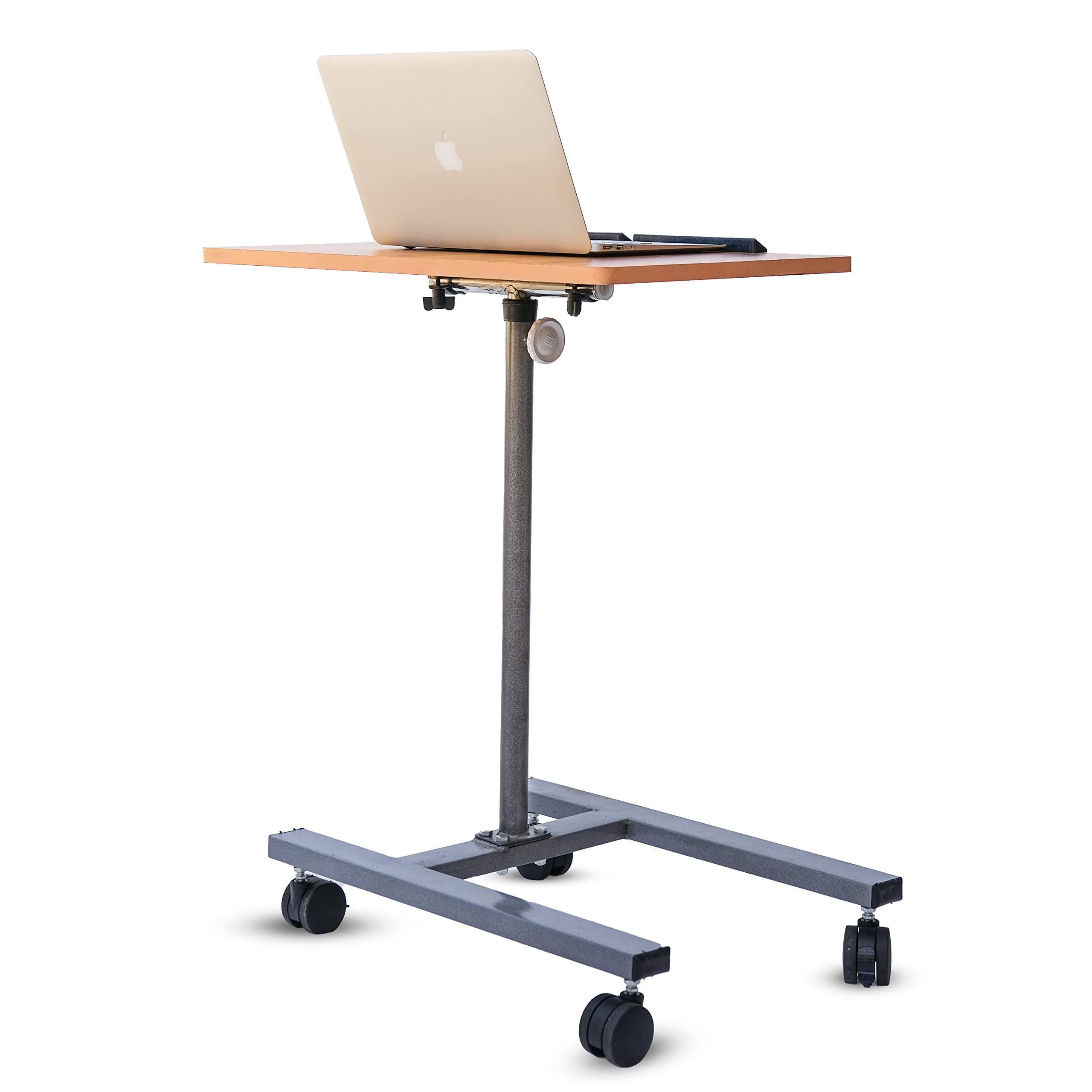 BTH Company Multipurpose Adjustable Laptop Table - Completely Movable with Wheel - Study Table, Overbed Table, Computer Table - Ideal for Office - Cover All Angles with Different Locking Positions