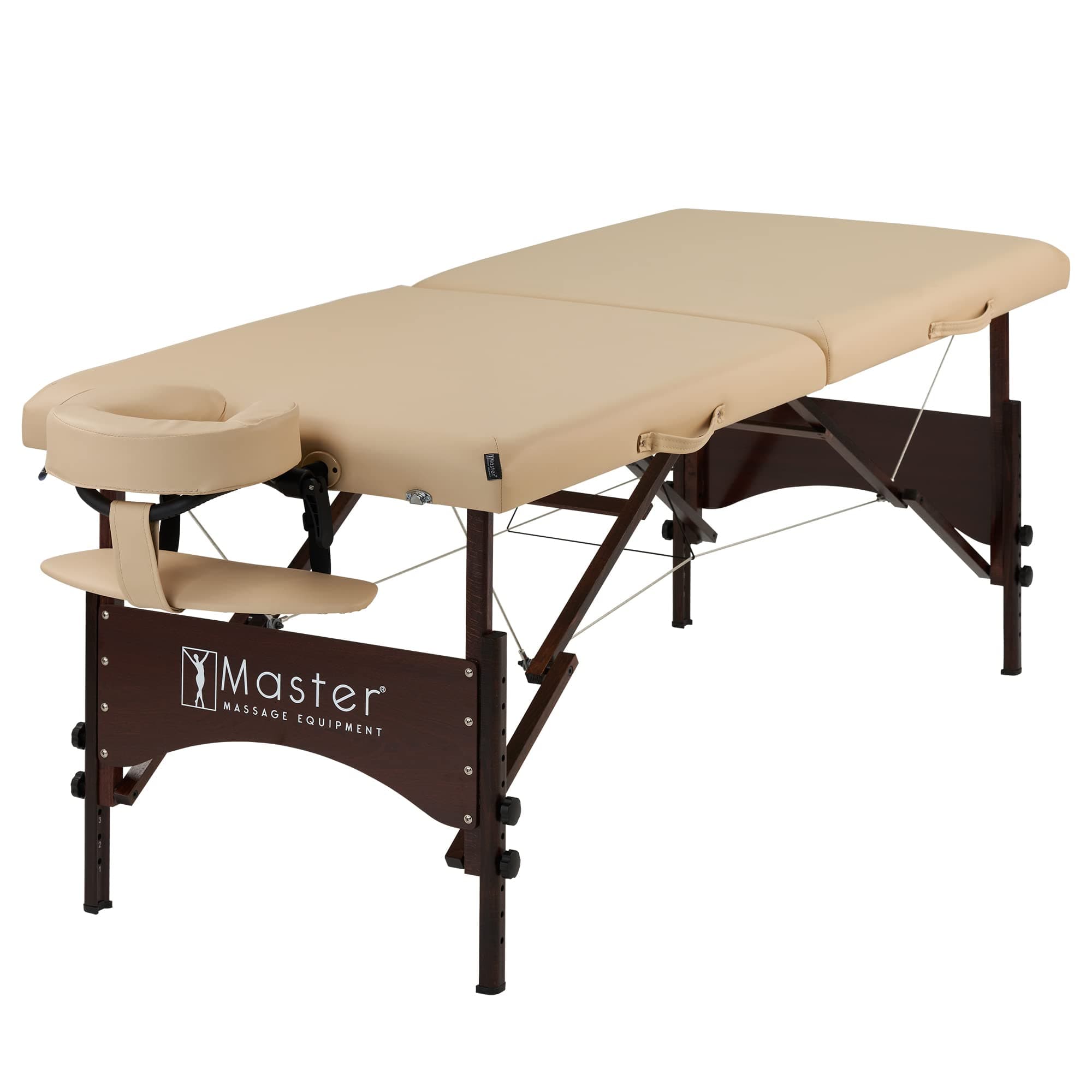 Master Massage 71 cm Argo Portable Massage Table in Black with Walnut Legs - Ideal for Spa Treatments, Tabletop Exercises, Beauty, Tattoo, and Lash Services(Cream)