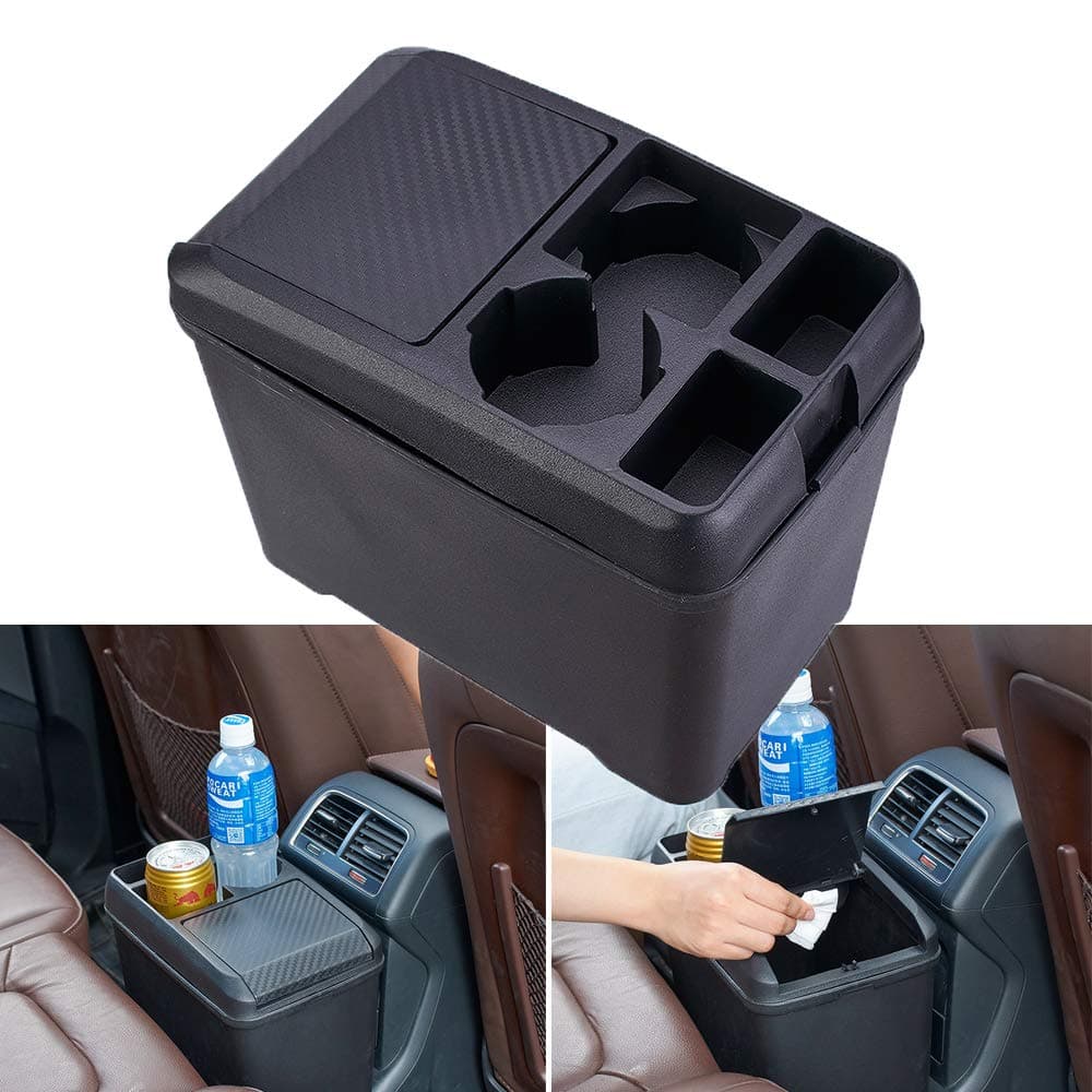 Car Trash Can Bin Waste Container Multi-Function Storage Box Car Cup Holder Car Organizer