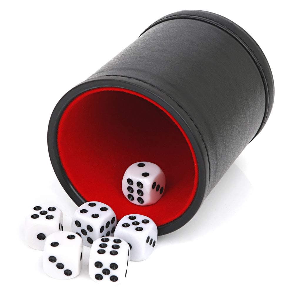 Felt Lined Professional Dice Cup - with 6 Dices Quiet for Yahtzee Game