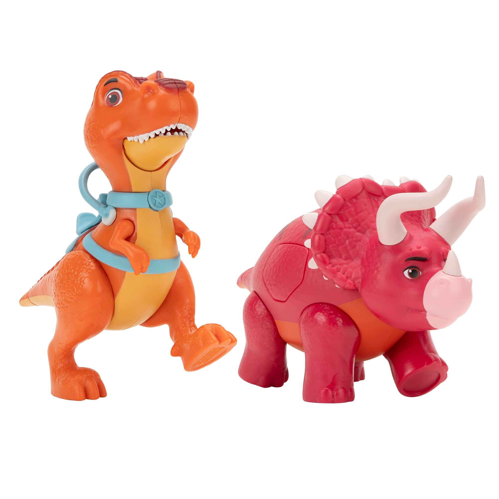 Dino Ranch Deluxe Dino 2-Pack - Features Biscuit, a 5-Inch Toy T-Rex, and Angus, a 4-Inch Toy Triceratops - Toys for Kids Featuring Your Favorite Pre-Westoric Ranchers