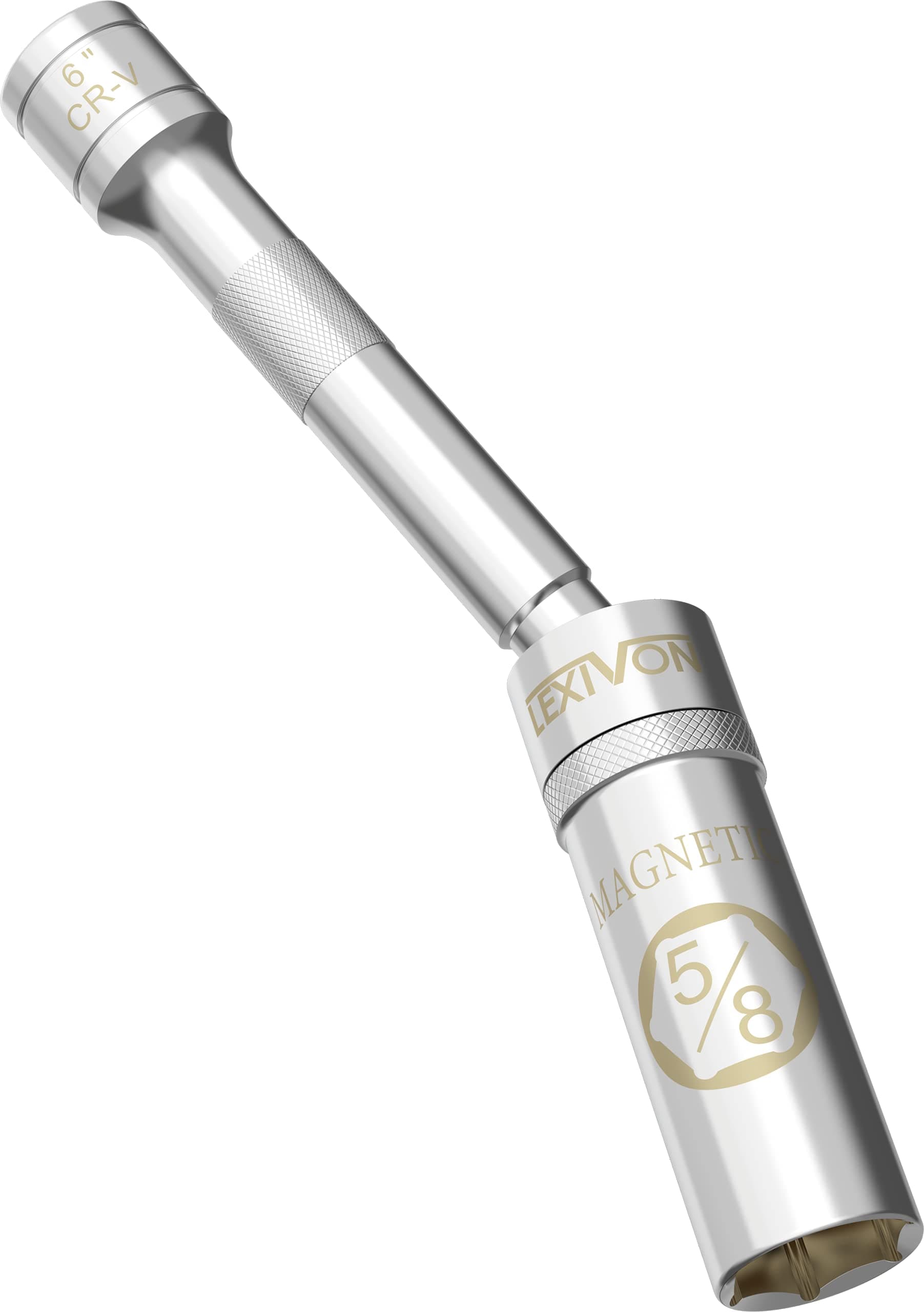 5/8" Swivel Magnetic Spark Plug Socket, 3/8" Drive x 6" Total Length | Enhanced Magnetic Design With Thin Wall Socket, Cr-v Steel (LX-121)