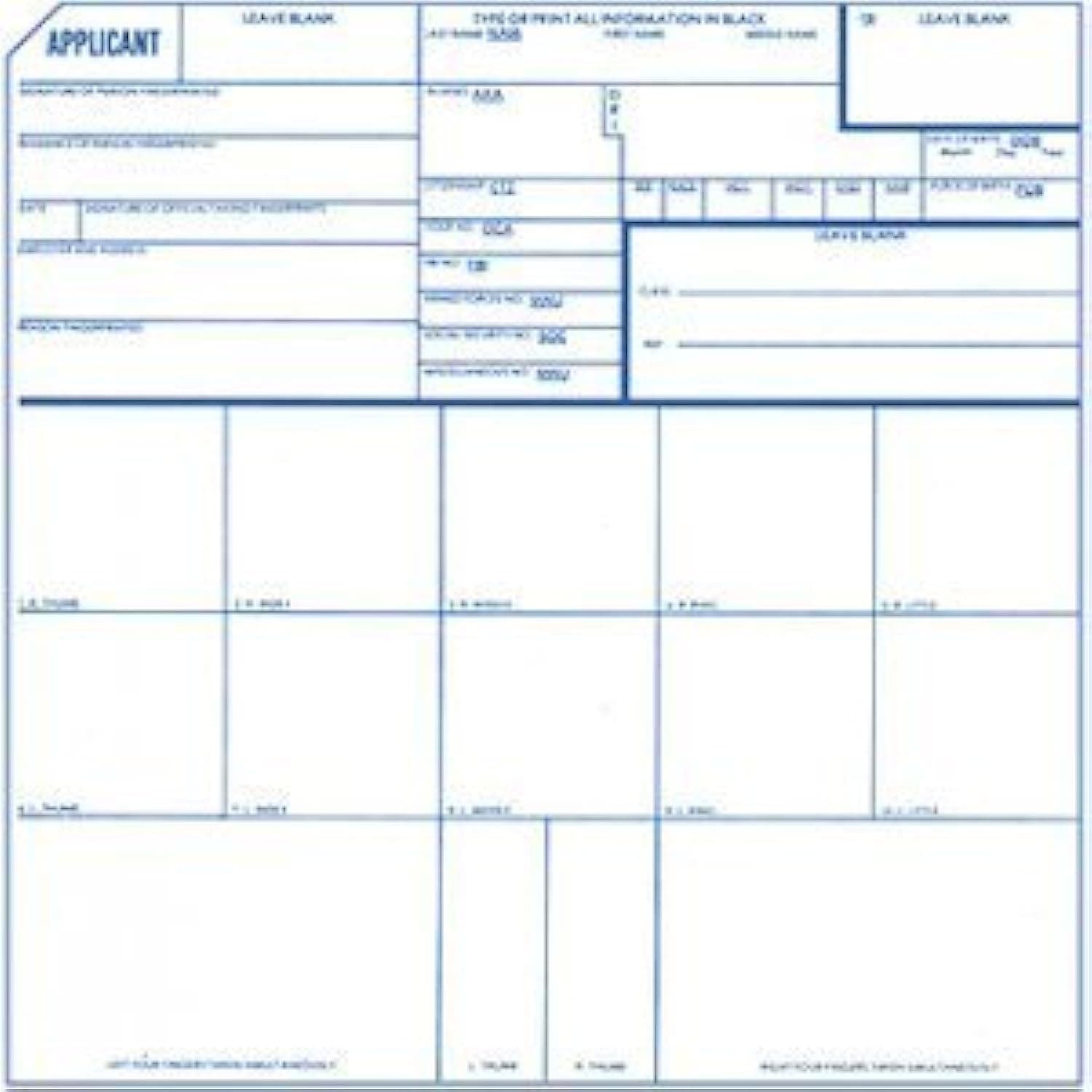 Fingerprint Cards, Applicant FD-258, 25 Pack