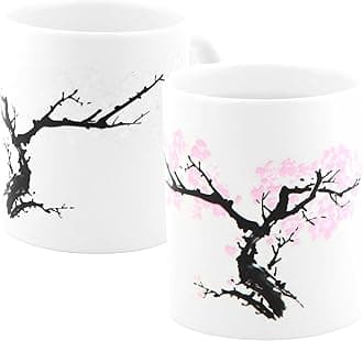 Kikkerland Blossom Morphing Mug – Color Changing Cup Reacts to Heat – Fun Gift for Coffee, Hot Cocoa, & Hot Beverages