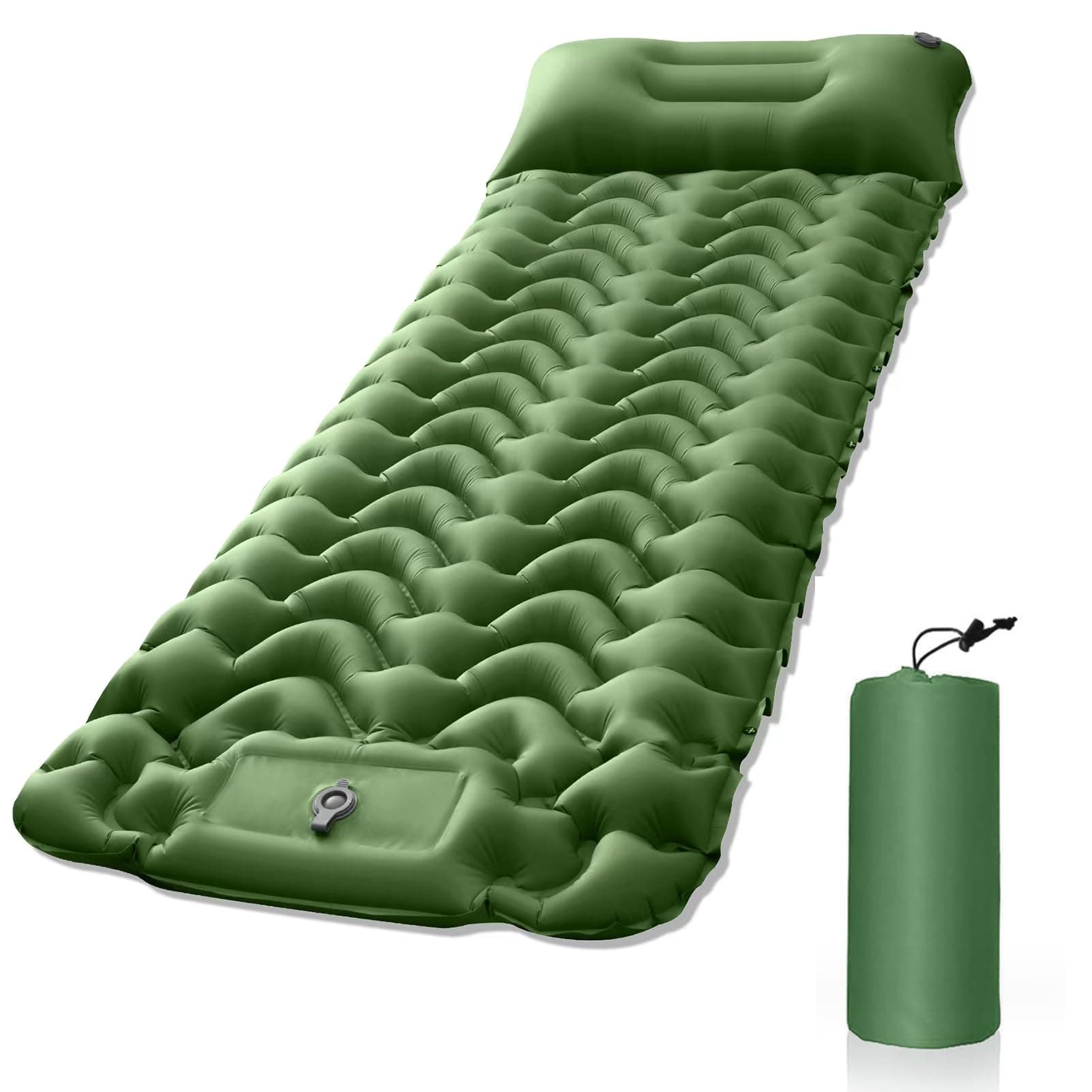 DAYONGCamping Sleeping Pad, Thickness Inflatable Sleeping Mat with Pillow,Single Sleeping Compact Ultralight Waterproof Camping Air Mattress For Backpacking,Hiking,Tent,Traveling (Green)