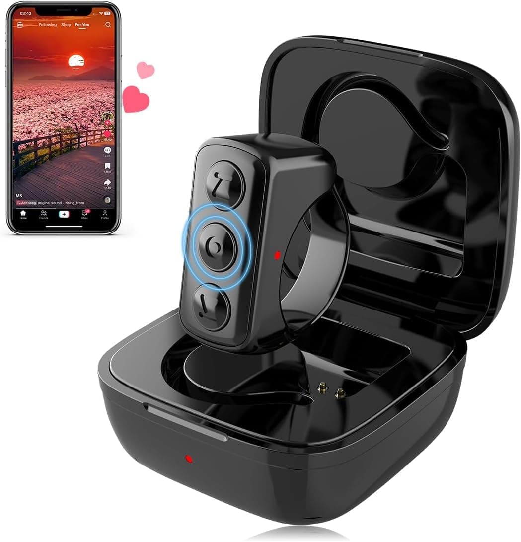 Odluzy Remote Control Accessories for TikTok, Bluetooth Scrolling Ring for YuTube, Page Turner for Kindle App (Not for Kindle Devices) Wireless Camera Remote Shutter for iPhone/iPad/Android - Black
