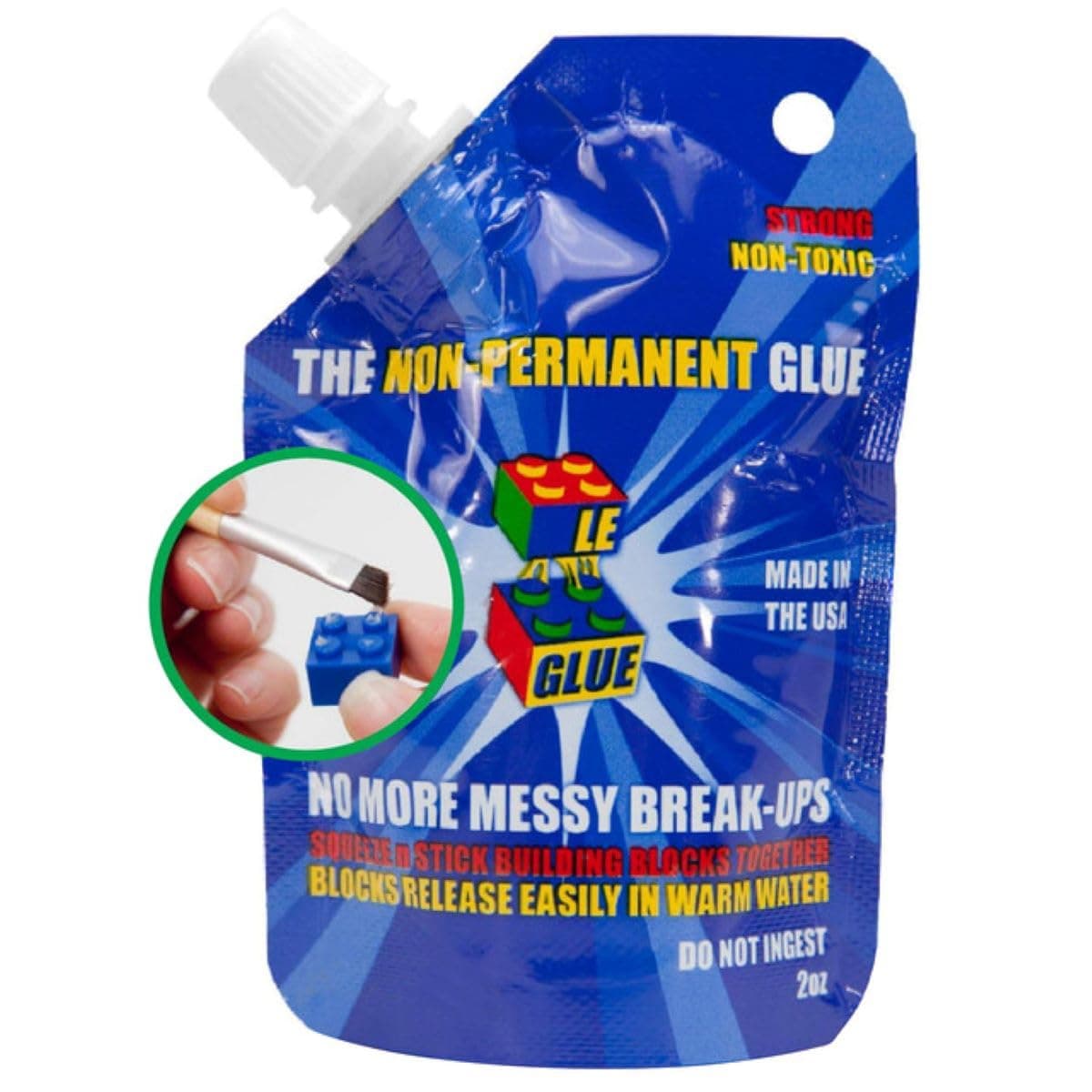 Le-Glue Le Glue Temporary Glue - Compatible with Legos - Non-Permanent Clear Adhesive for Plastic Building Blocks - No Messy Break-Ups - Non-Toxic Formula - Created for Kids, by a Kid.