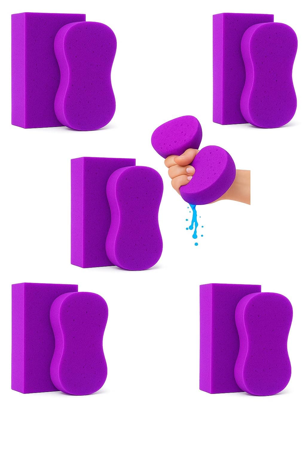 Large Sponges for Cleaning - 4 Pack - Multi-Purpose Cleaning Sponge, Perfect as Car Wash Sponge, Household Cleaning Sponges, Tile Grout Sponge, Sponges for Painting, Large Sponge for Washing Cars