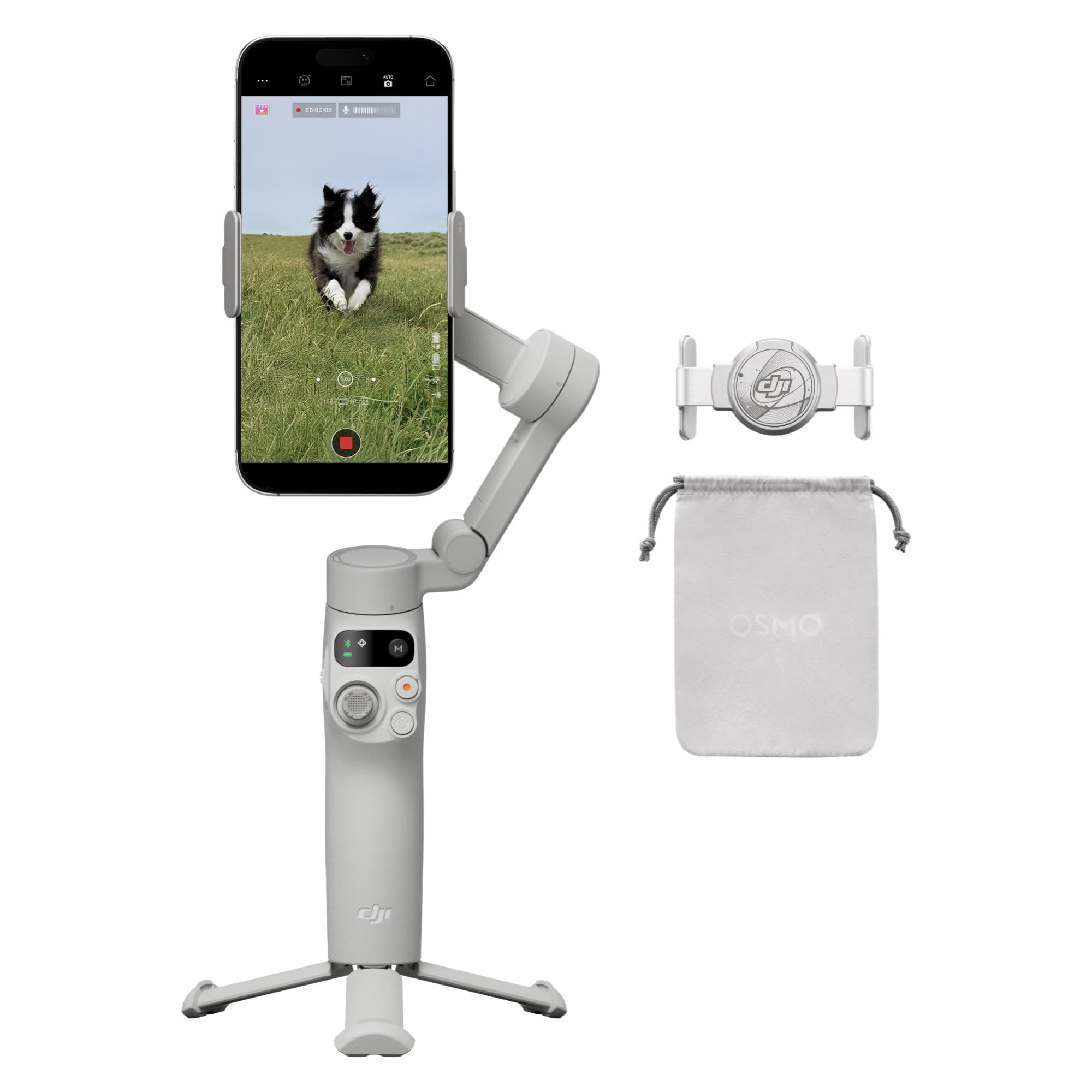 Osmo Mobile 7 Gimbal Stabilizer for iPhone, Android, Built-in Tripod, Comfortable Grip, 3-Axis Phone Gimbal, ActiveTrack 7.0, OneTap Edit, Phone Charging,UAE Version, Official Warranty Support