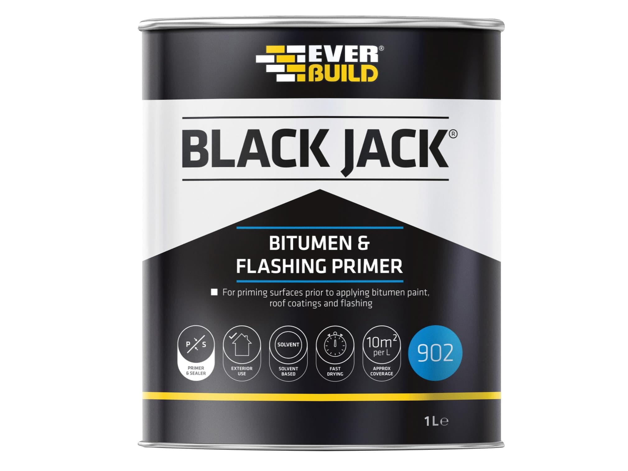 Black Jack 902 Bitumen and Flashing Primer – Fast-Drying – Black – 1 Litre