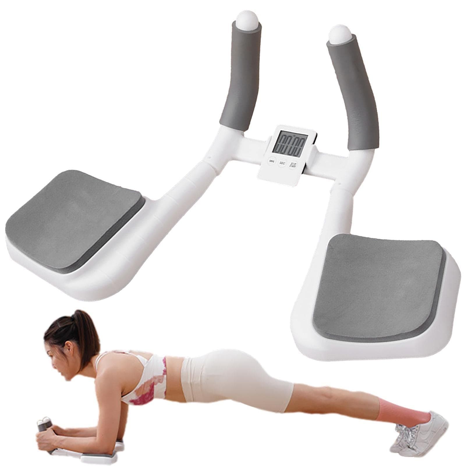 Virtcooy Plank Board Core Trainer with Timer, Anti-slip Plank Exercise Equipment Multifunction Comfortable Flat Support Core Abs Push Up Board for Home Gym