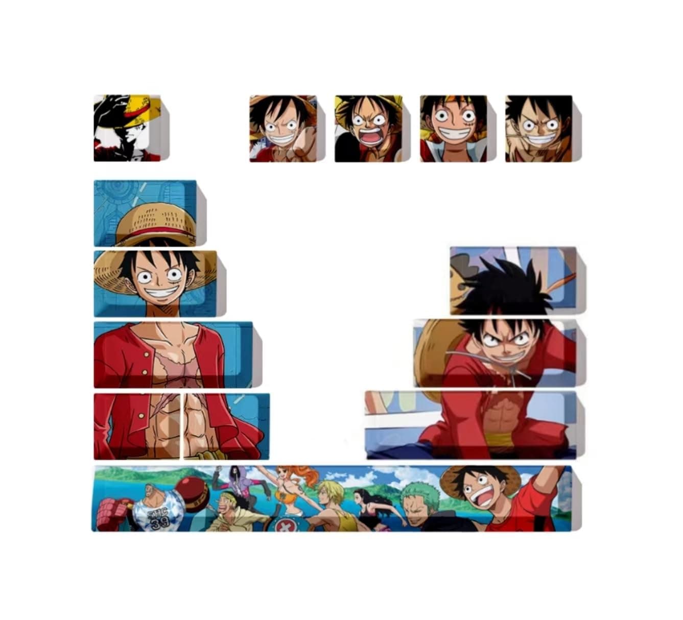 Computer keyborads PBT Dye Upgrade 68 Keycap Set Profile Keycaps Keyset with Puller for Cherry Mx Gateron Kailh Switch Mechanical Keyboard Japanese Anime Series (12-one Piece)